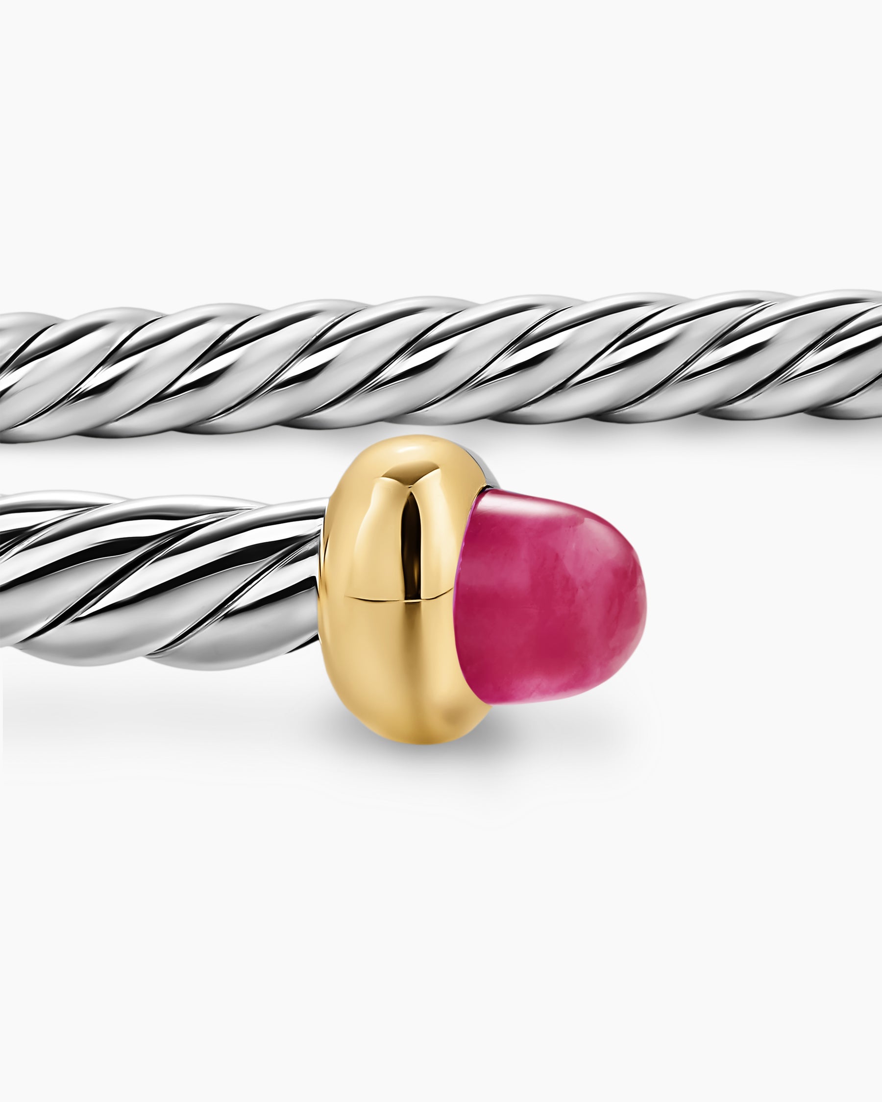 Micro Cable Flex Bracelet in Sterling Silver with 14K Yellow Gold and Rubies, 2.6mm - Image 6