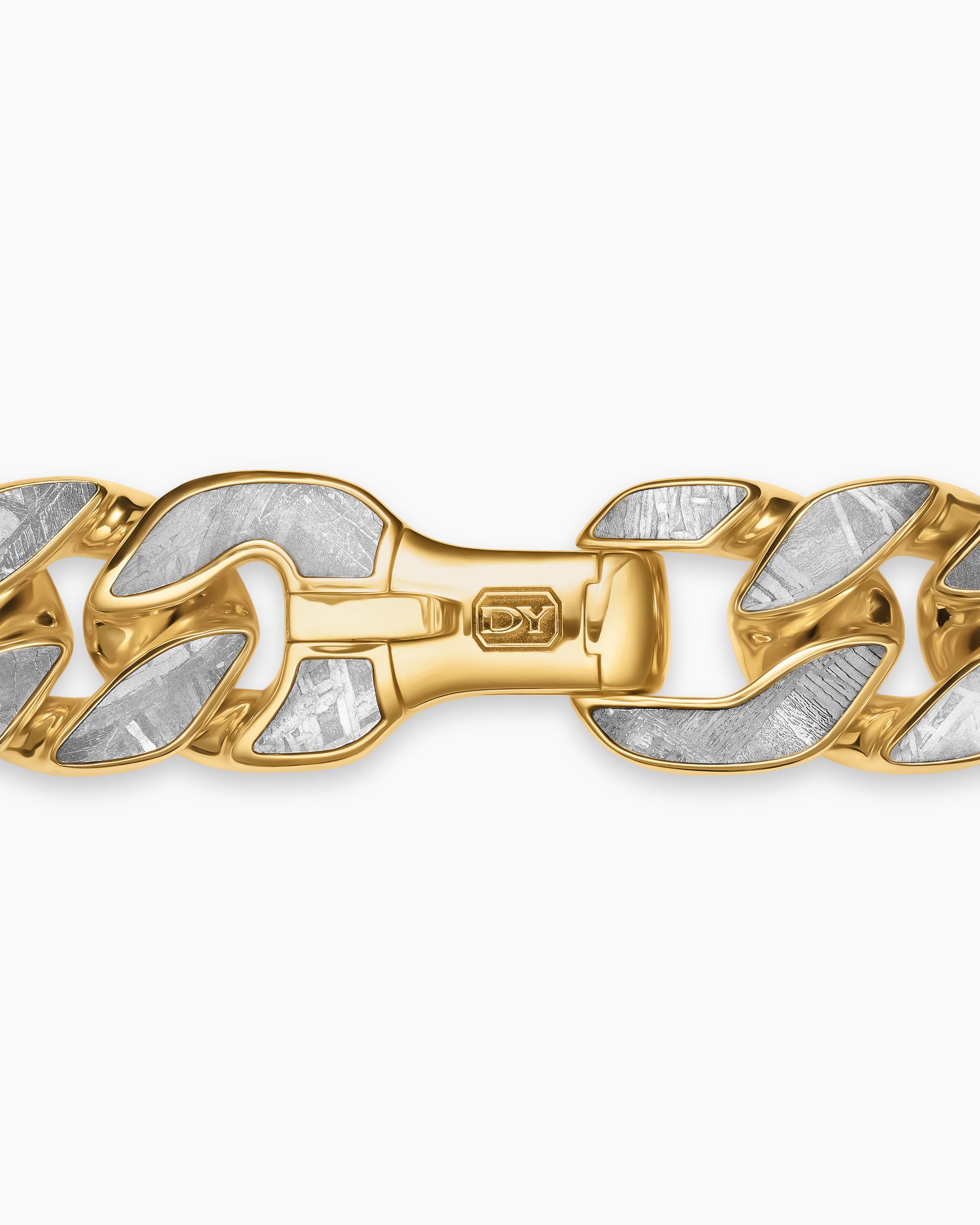 Curb Chain Bracelet in 18K Yellow Gold with Meteorite, 14.5mm - Image 4