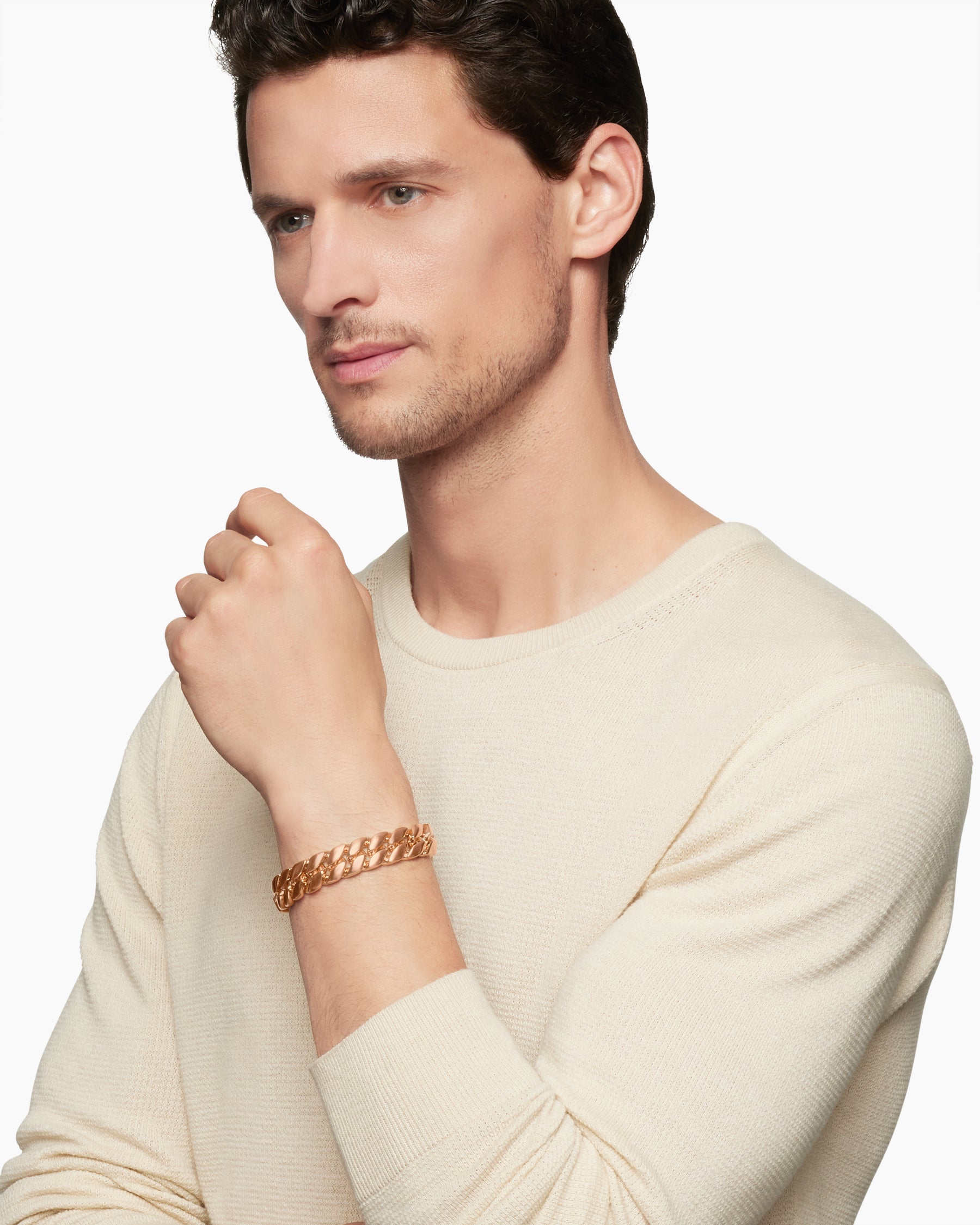 Alternative view of Curb Chain Bracelet in 18K Rose Gold, 14.5mm
