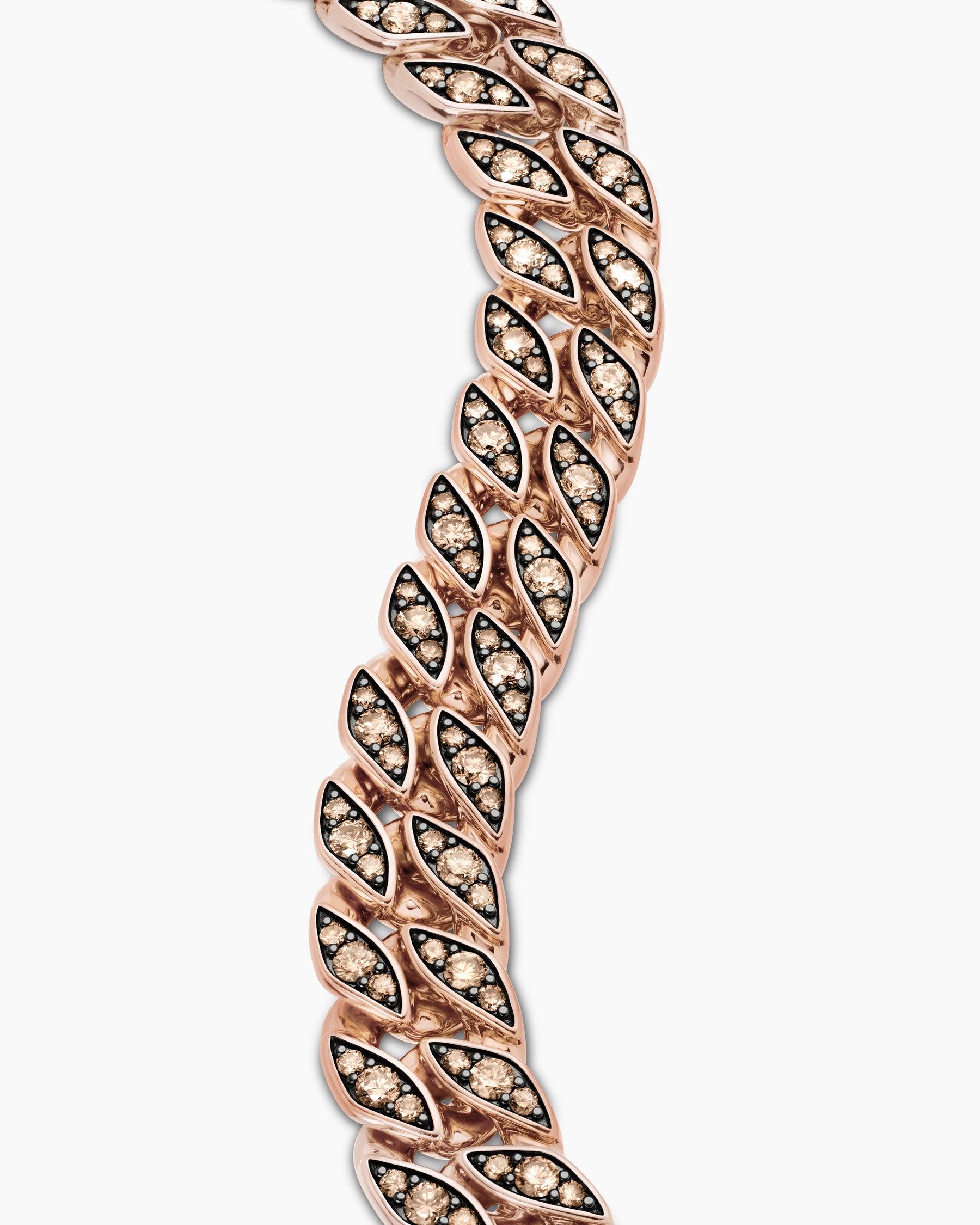 Curb Chain Bracelet in 18K Rose Gold with Cognac Diamonds, 14.5mm - Image 5