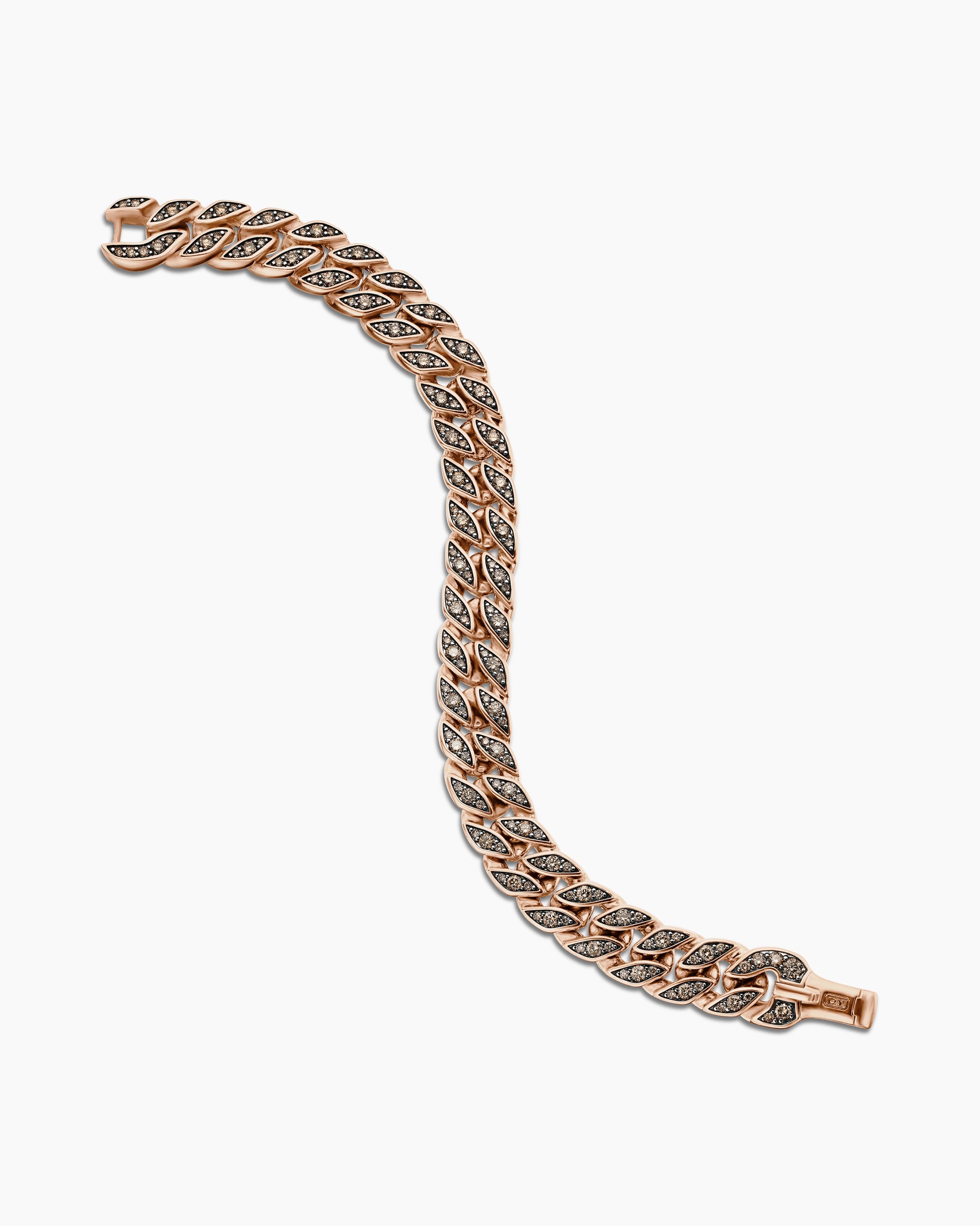 Curb Chain Bracelet in 18K Rose Gold with Cognac Diamonds, 11.5mm - Image 3