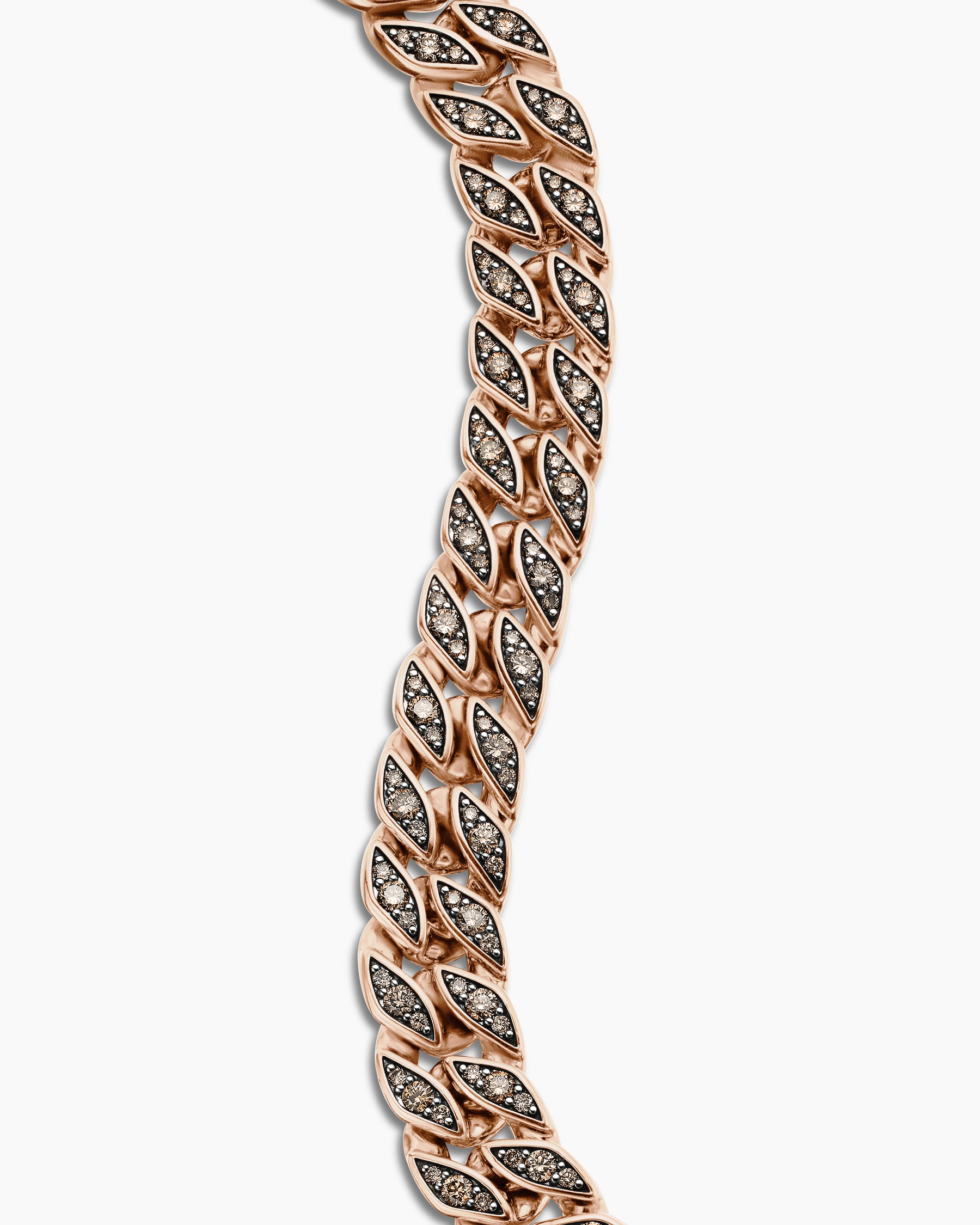 Curb Chain Bracelet in 18K Rose Gold with Cognac Diamonds, 11.5mm - Image 5