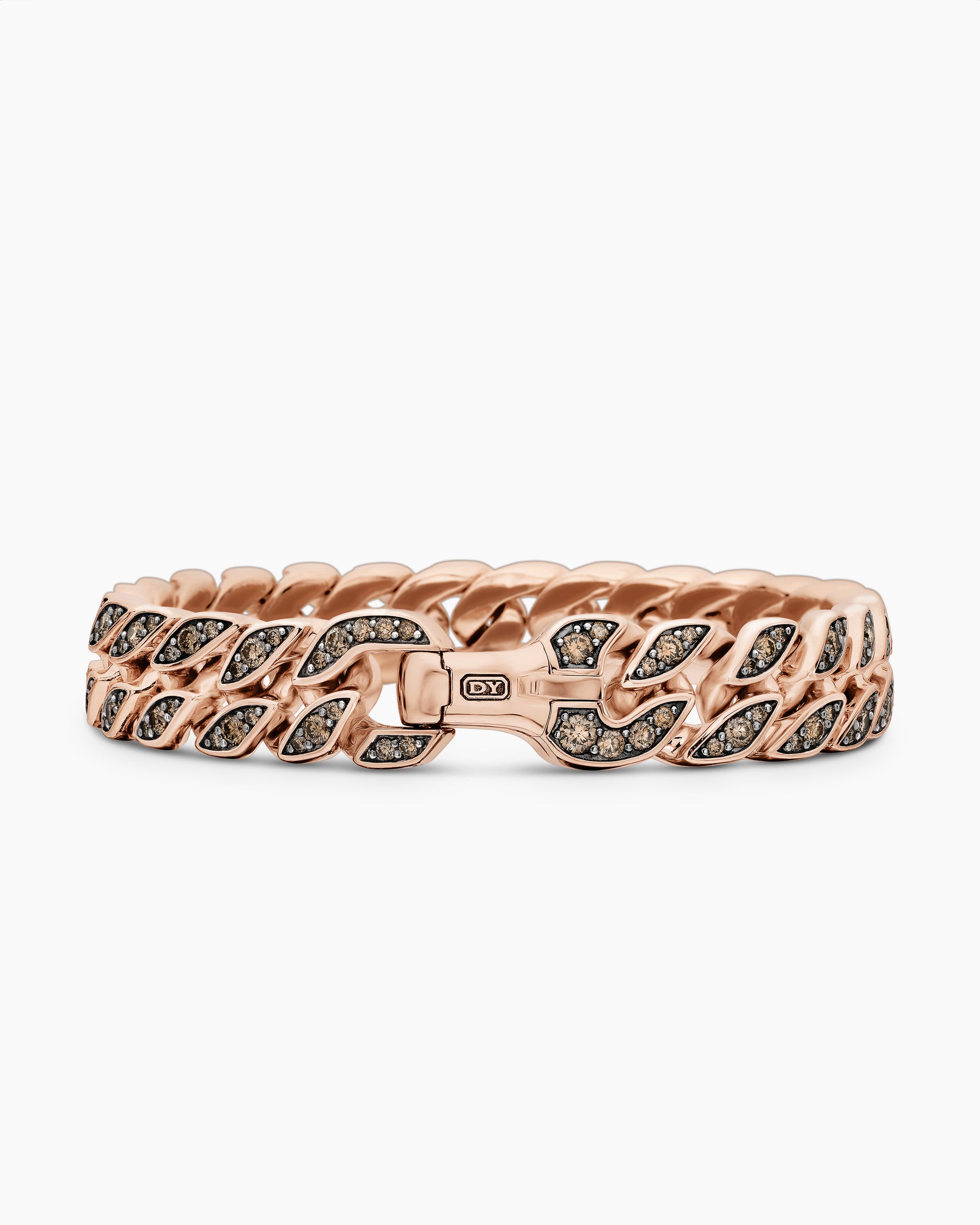 Curb Chain Bracelet in 18K Rose Gold with Cognac Diamonds, 11.5mm - Image 6