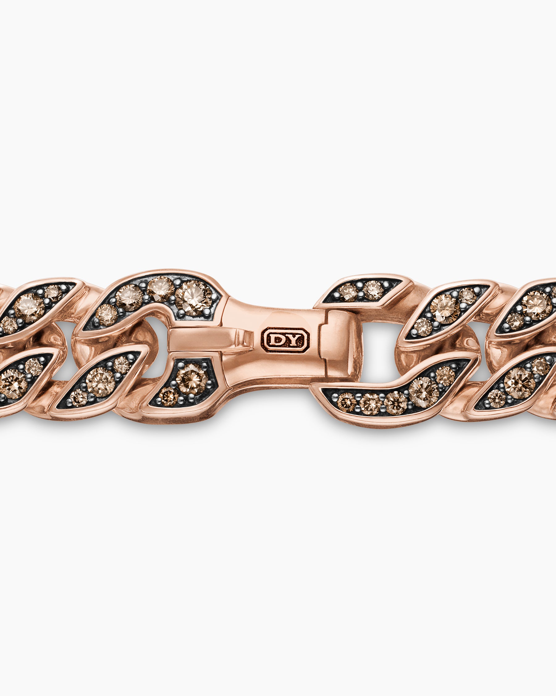 Curb Chain Bracelet in 18K Rose Gold with Cognac Diamonds, 11.5mm - Image 7