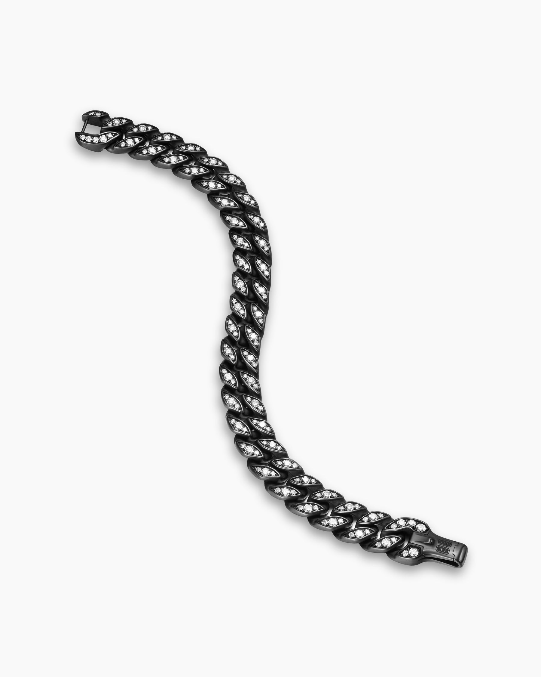 Curb Chain Bracelet in Black Titanium with Diamonds, 11.5mm - Image 3
