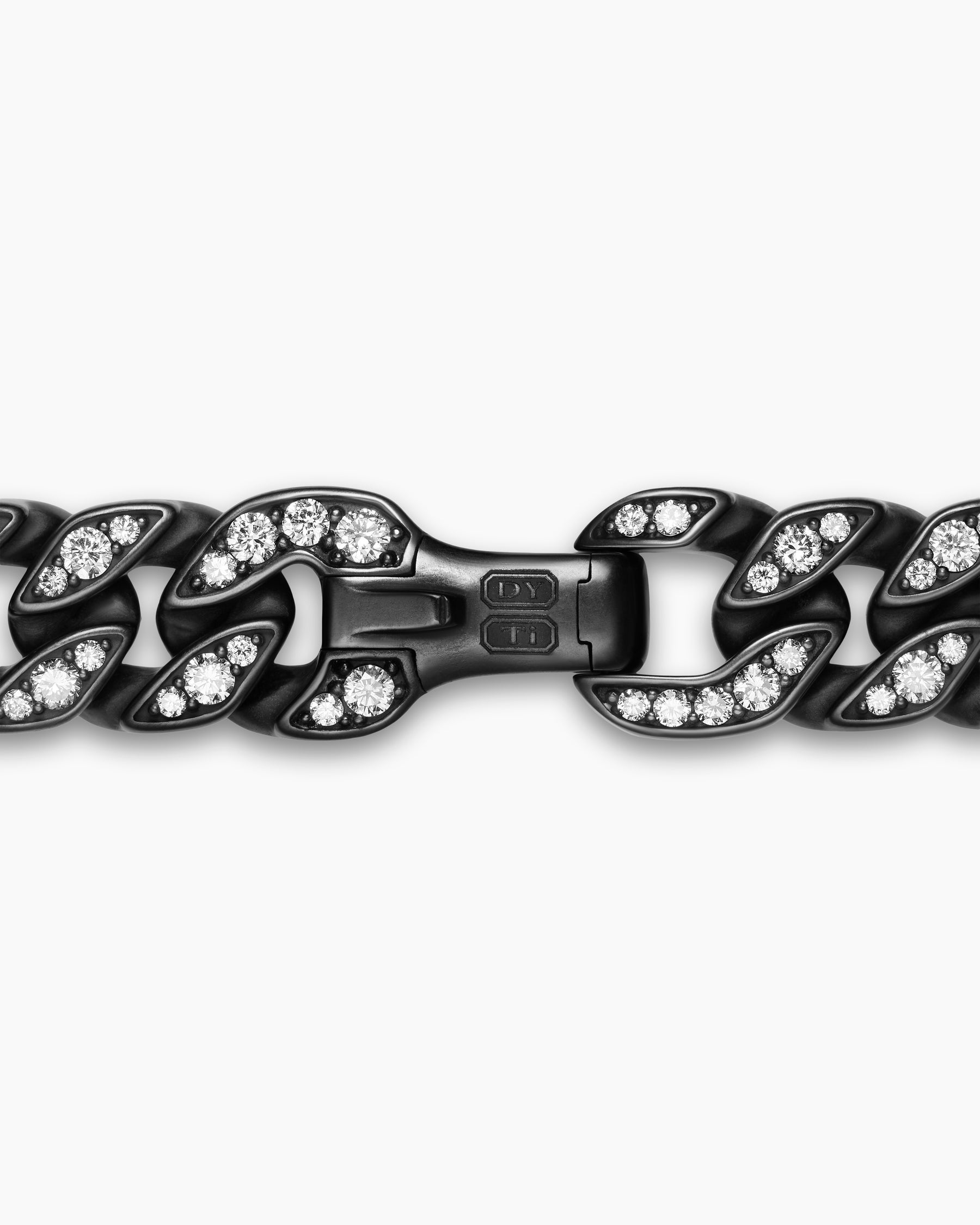 Curb Chain Bracelet in Black Titanium with Diamonds, 11.5mm - Image 4