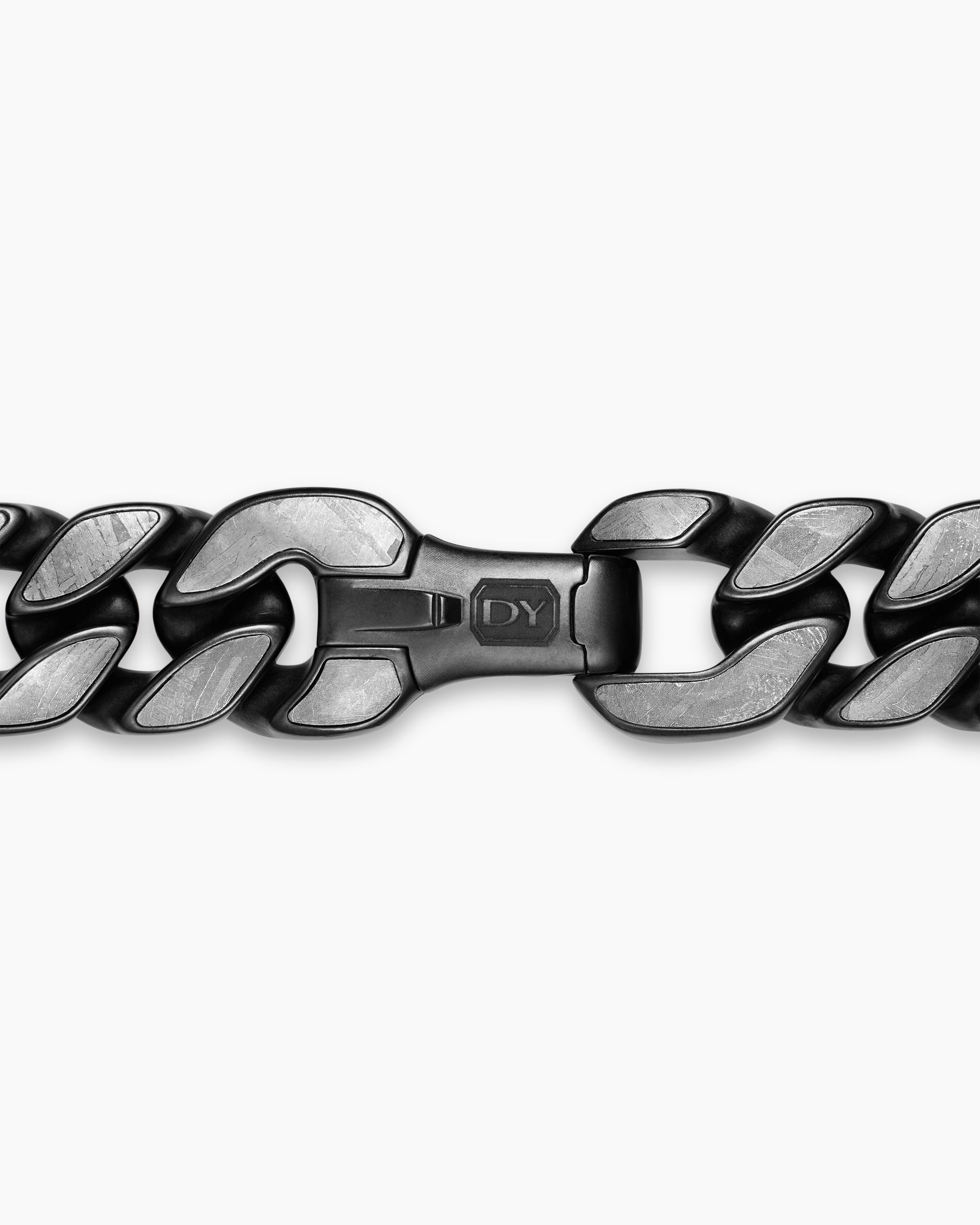 Curb Chain Bracelet in Black Titanium with Meteorite, 11.5mm - Image 4