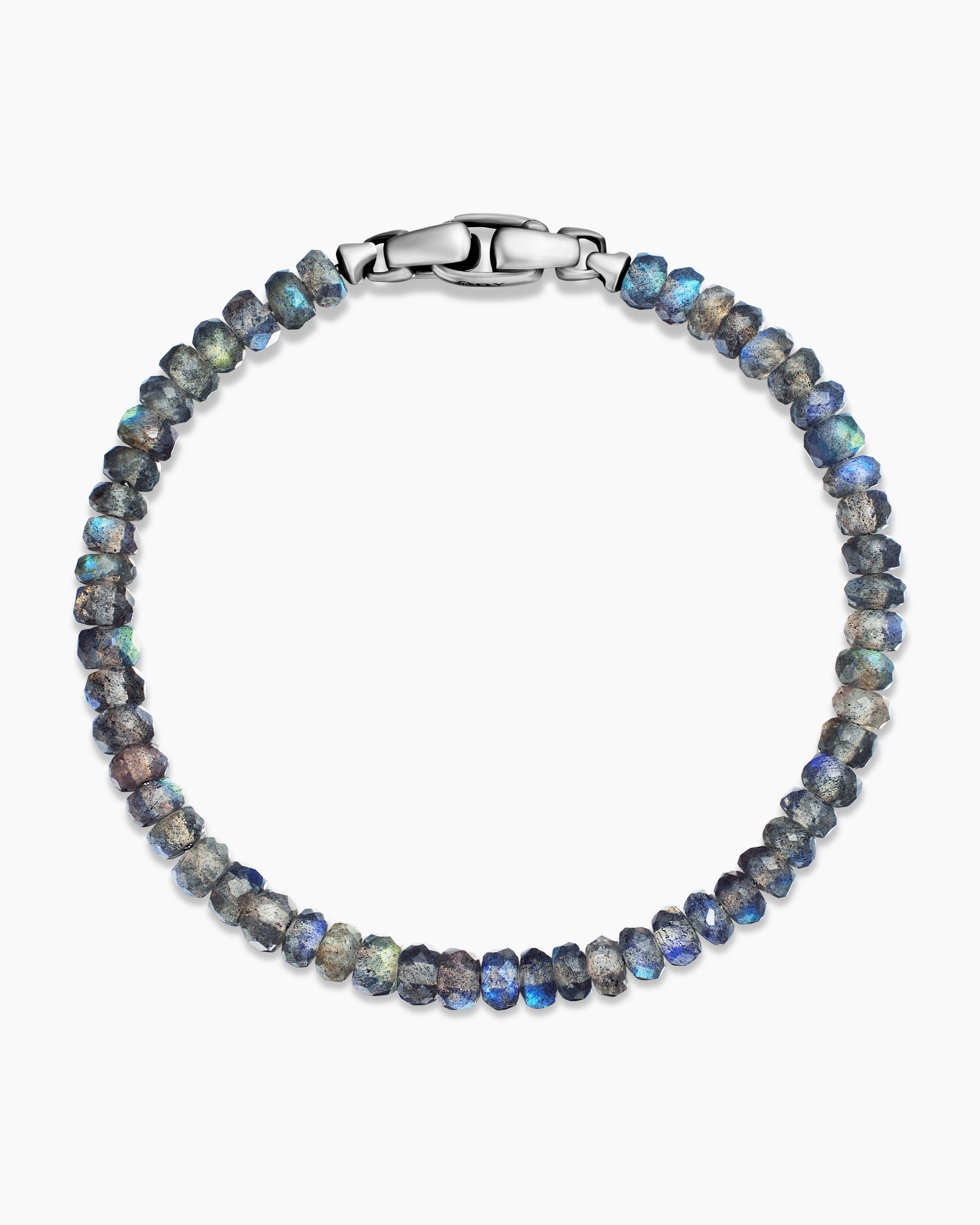 Spiritual Beads Faceted Bracelet in Sterling Silver with Labradorite, 5mm - Image 3