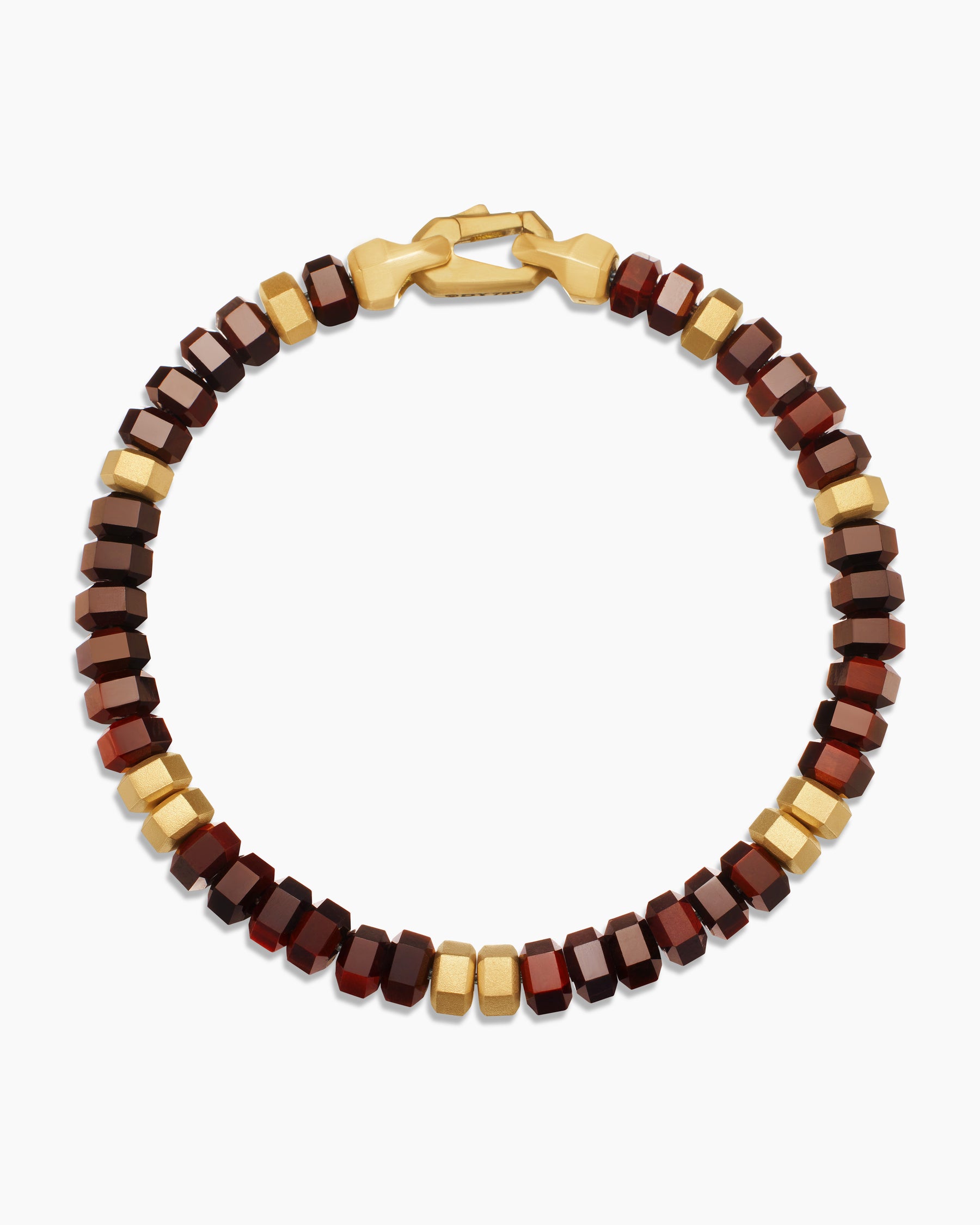 Hex Bead Bracelet with Red Tiger's Eye and 18K Yellow Gold, 6mm - Image 3