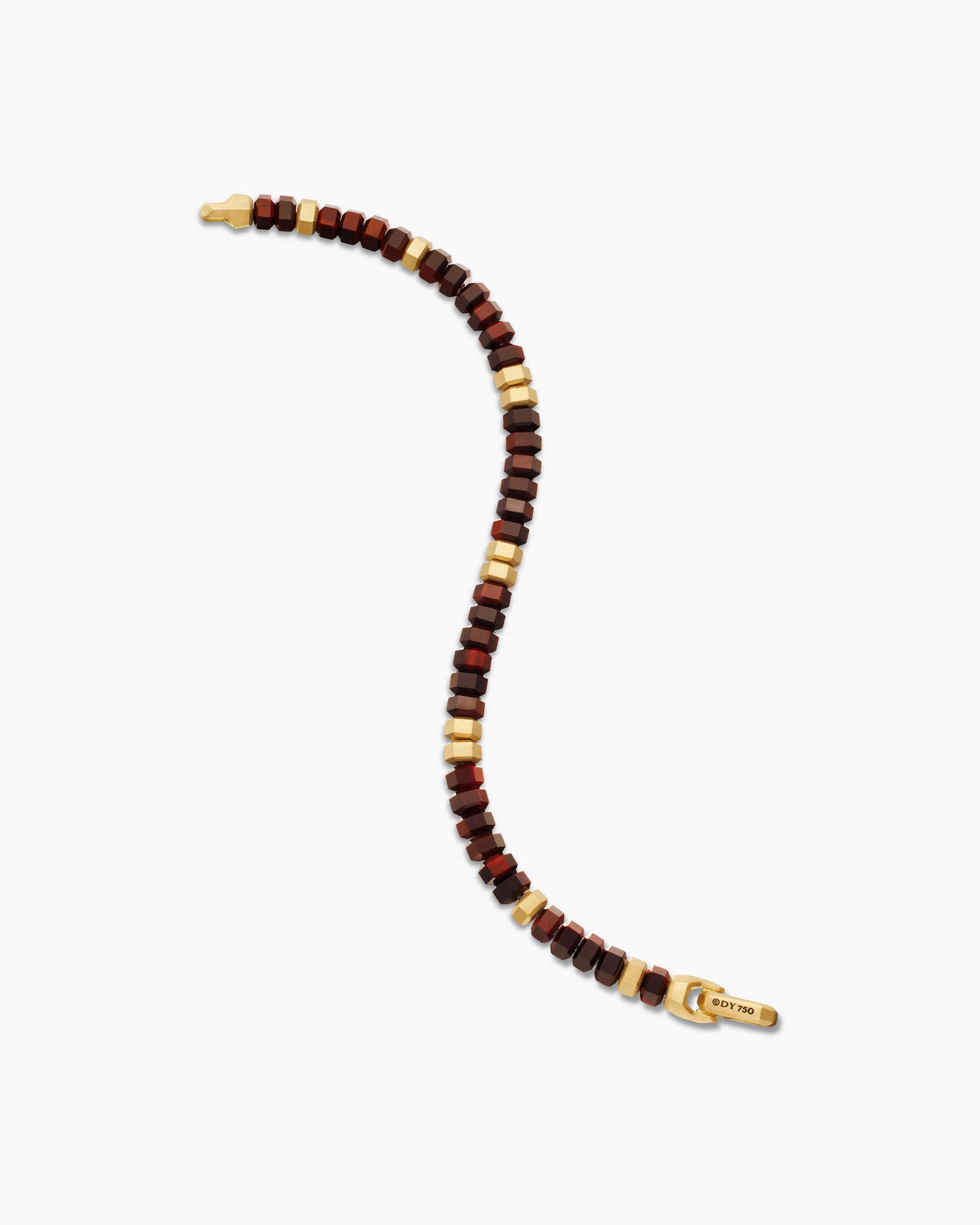 Hex Bead Bracelet with Red Tiger's Eye and 18K Yellow Gold, 6mm - Image 4