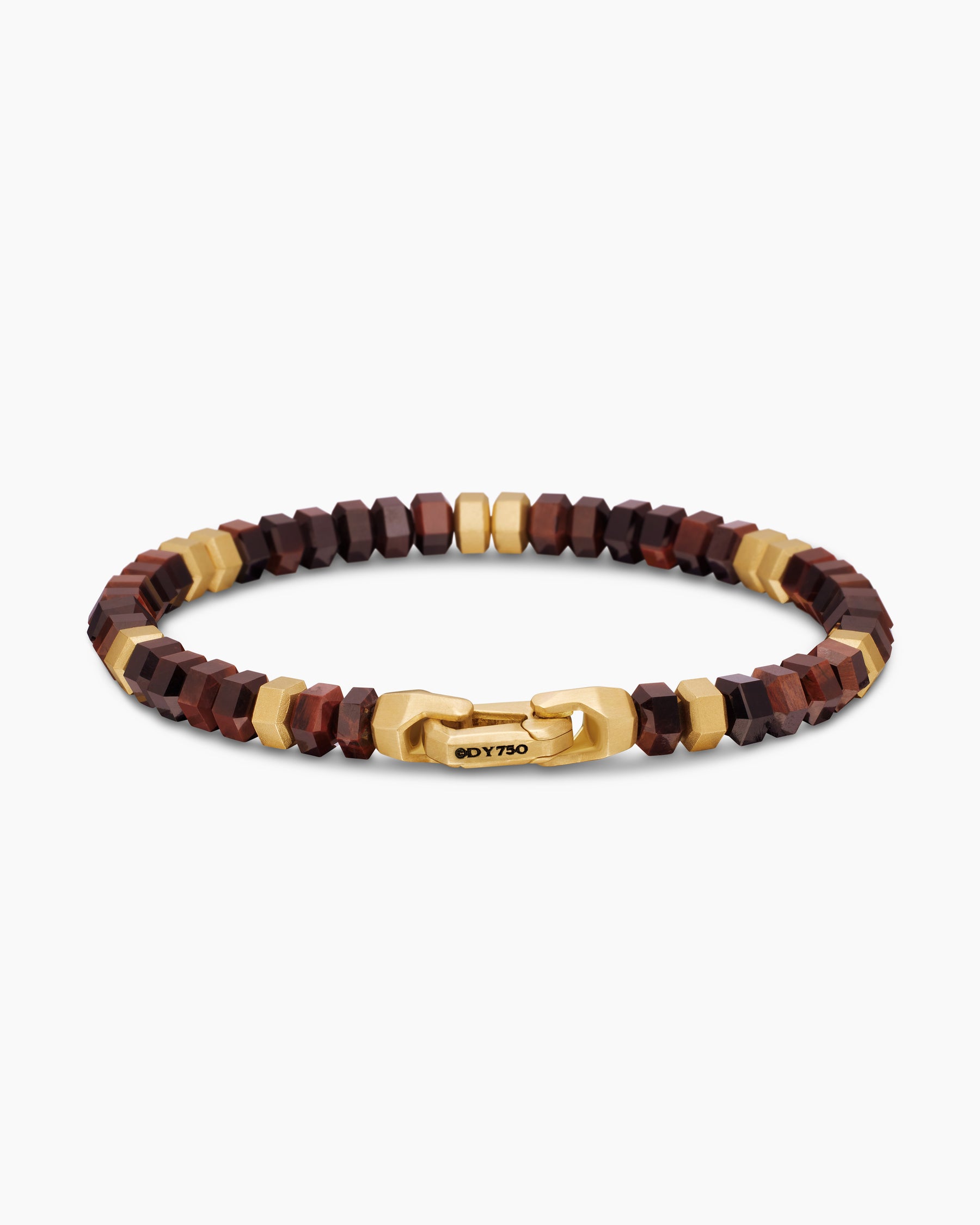 Hex Bead Bracelet with Red Tiger's Eye and 18K Yellow Gold, 6mm - Image 5