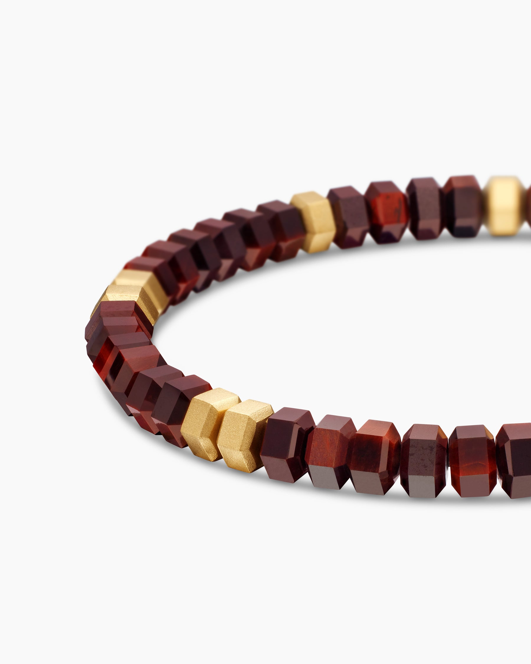 Hex Bead Bracelet with Red Tiger's Eye and 18K Yellow Gold, 6mm - Image 7