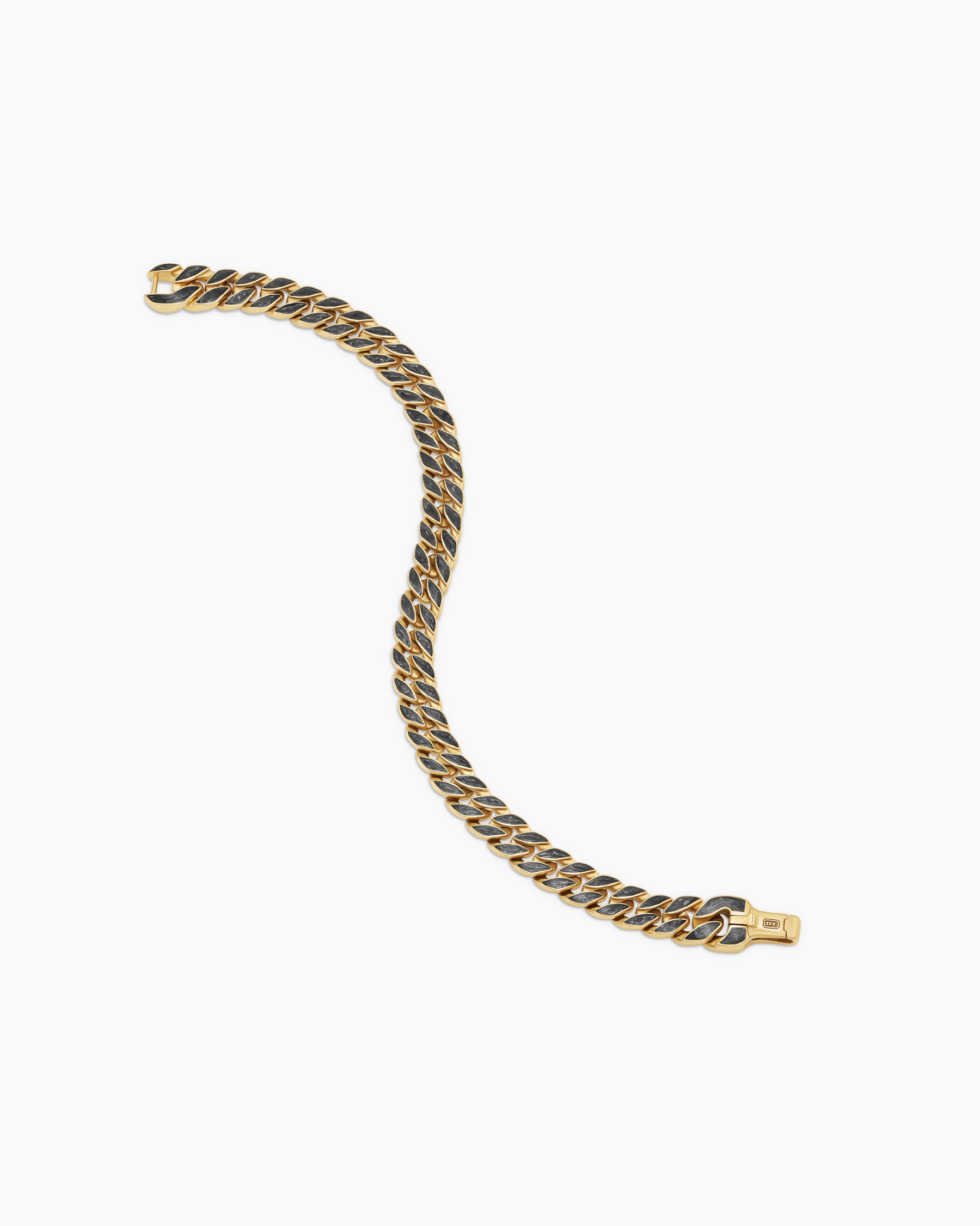Curb Chain Bracelet in 18K Yellow Gold with Forged Carbon, 8mm - Image 3