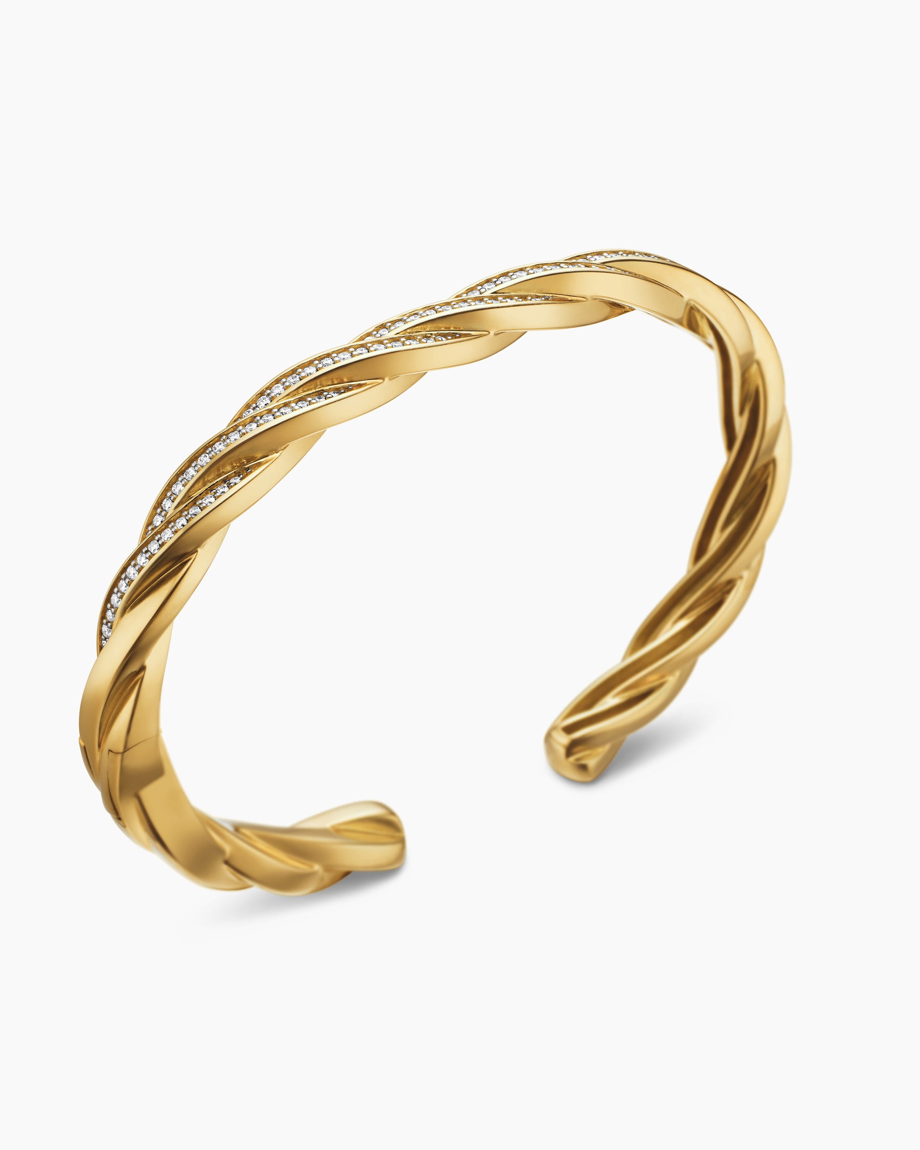 DY Helios Cuff Bracelet in 18K Yellow Gold with Diamonds, 6mm - Image 3