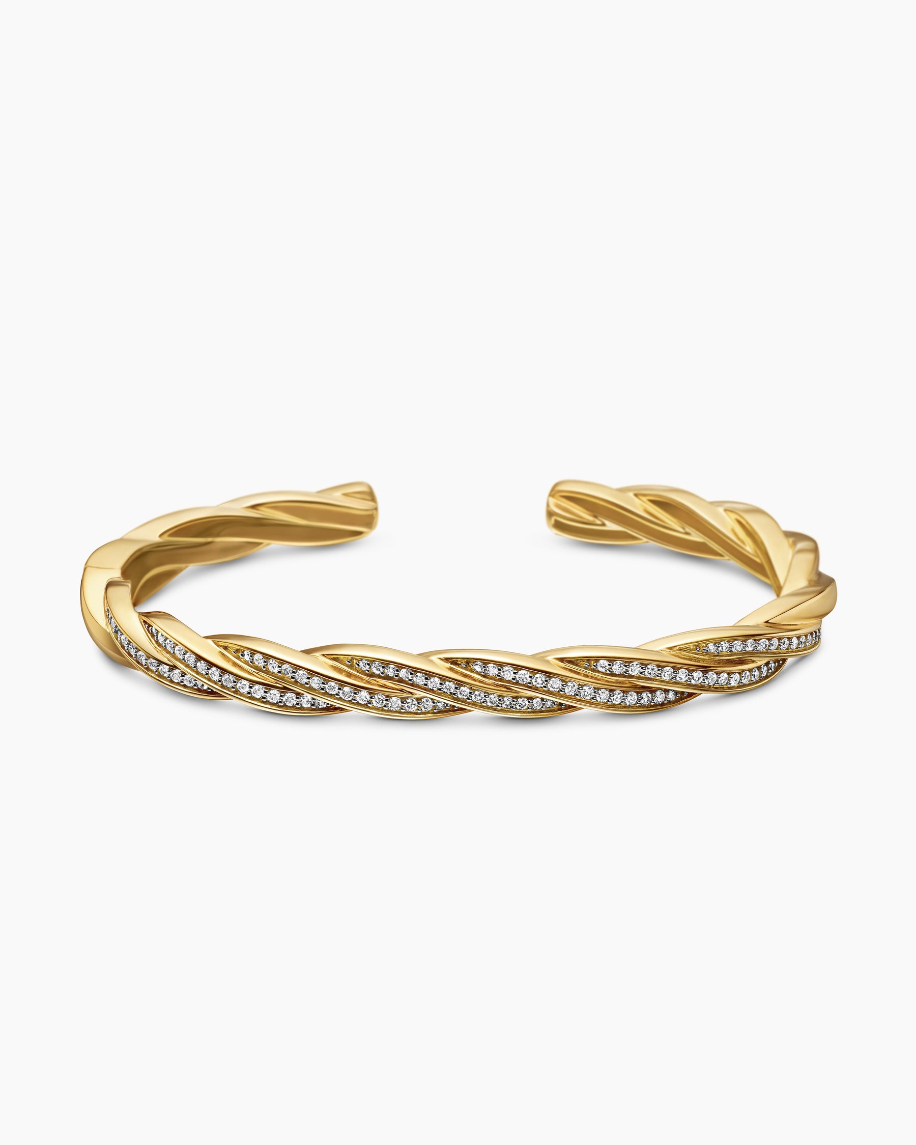 DY Helios Cuff Bracelet in 18K Yellow Gold with Diamonds, 6mm - Image 4