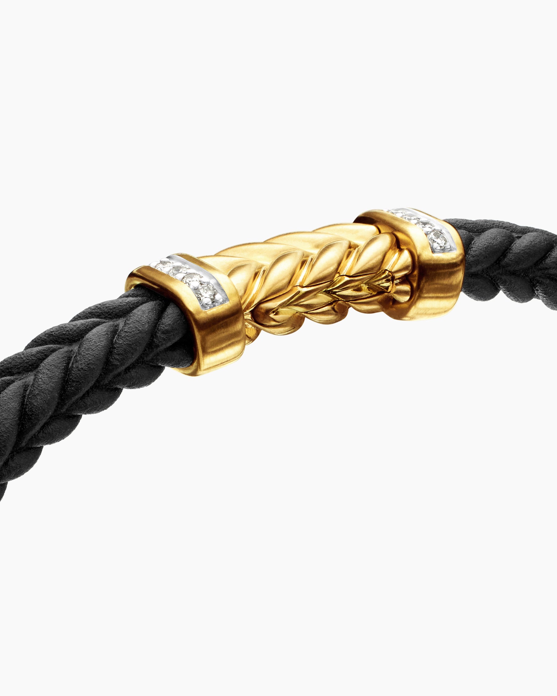 Chevron Bracelet in Black Rubber with 18K Yellow Gold and Diamonds, 6mm - Image 5