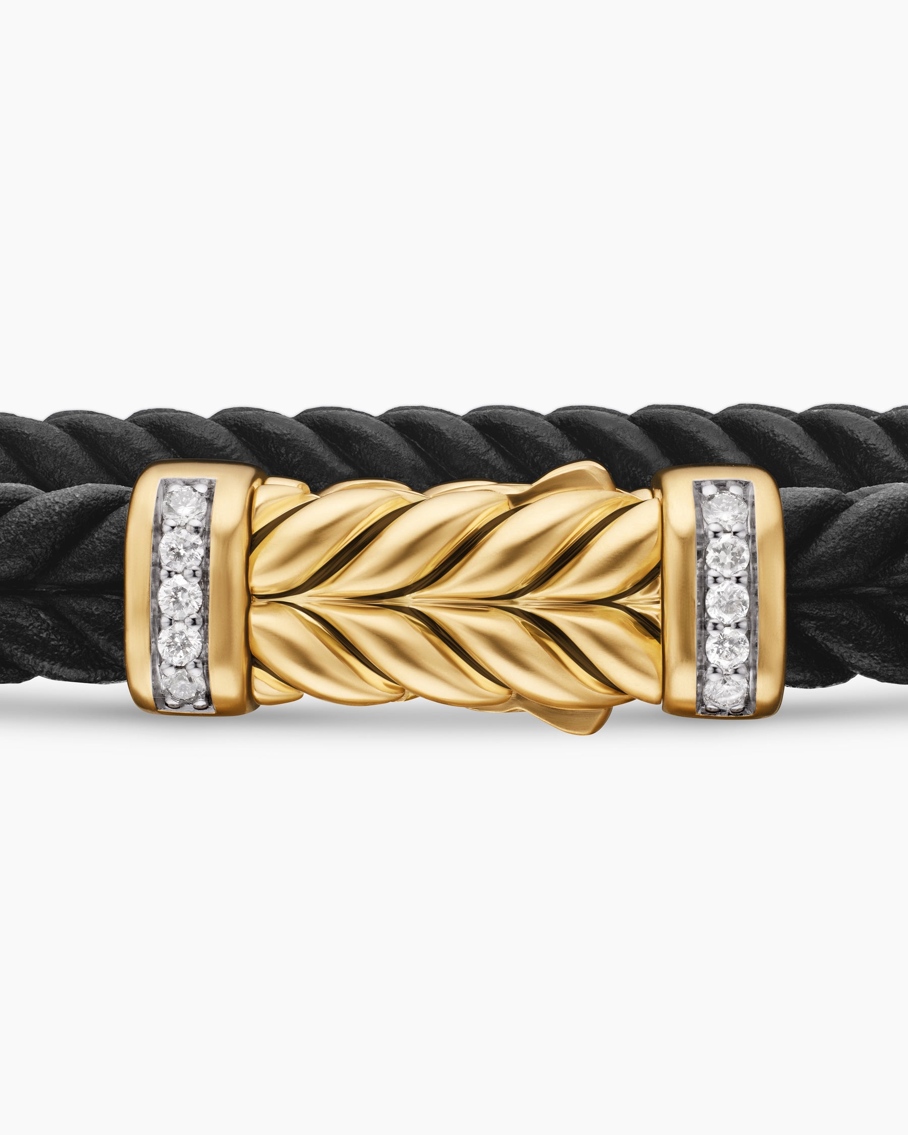 Chevron Bracelet in Black Rubber with 18K Yellow Gold and Diamonds, 6mm - Image 6
