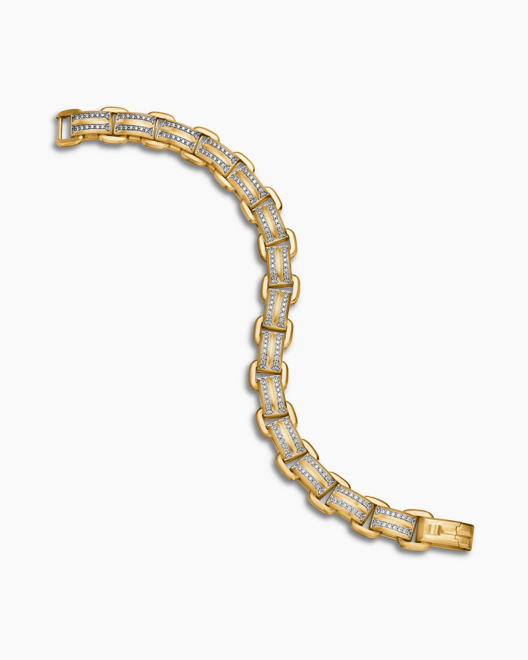 Streamline Link Bracelet in 18K Yellow Gold with Diamonds, 7.5mm - Image 3