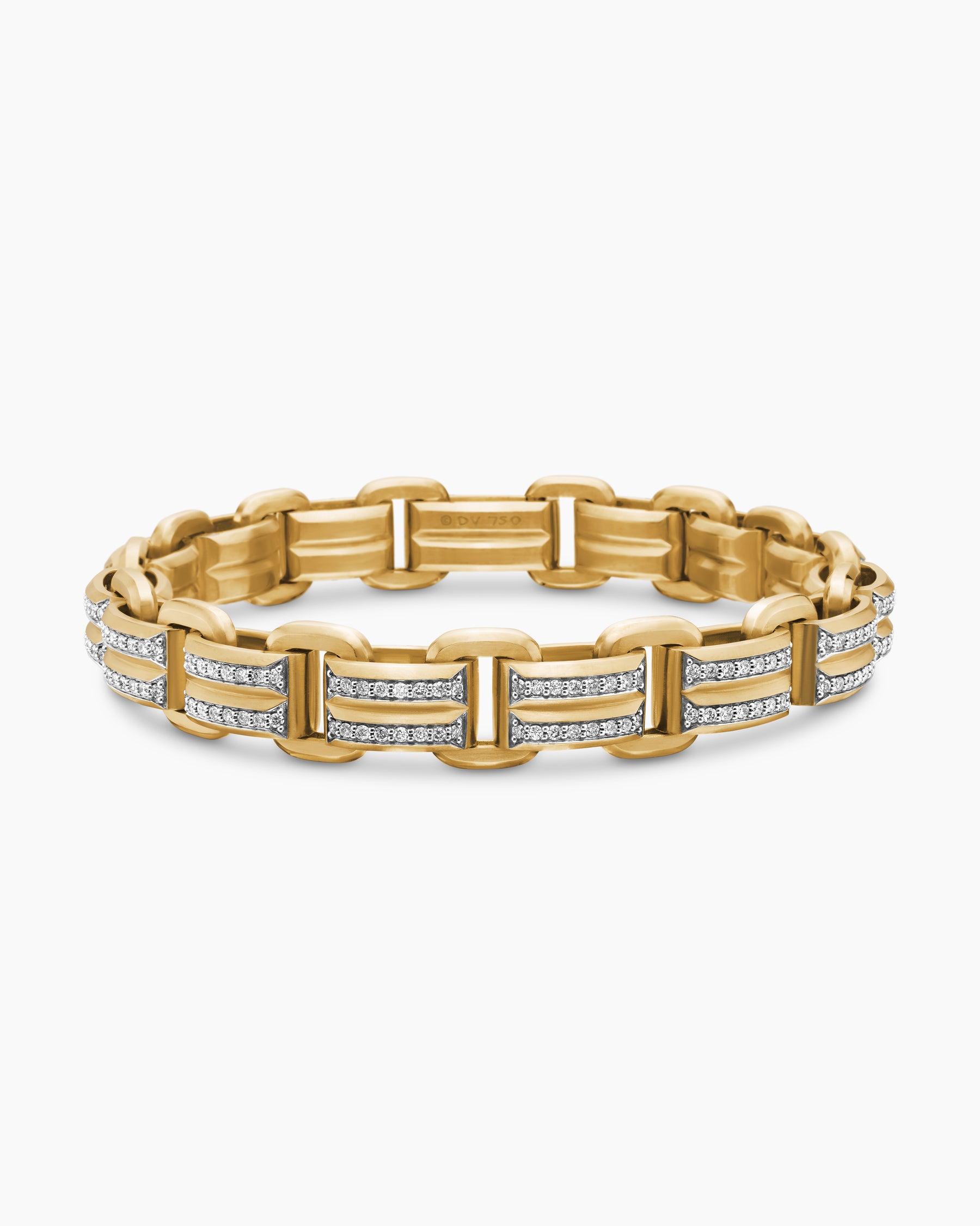 Streamline Link Bracelet in 18K Yellow Gold with Diamonds, 7.5mm - Image 4