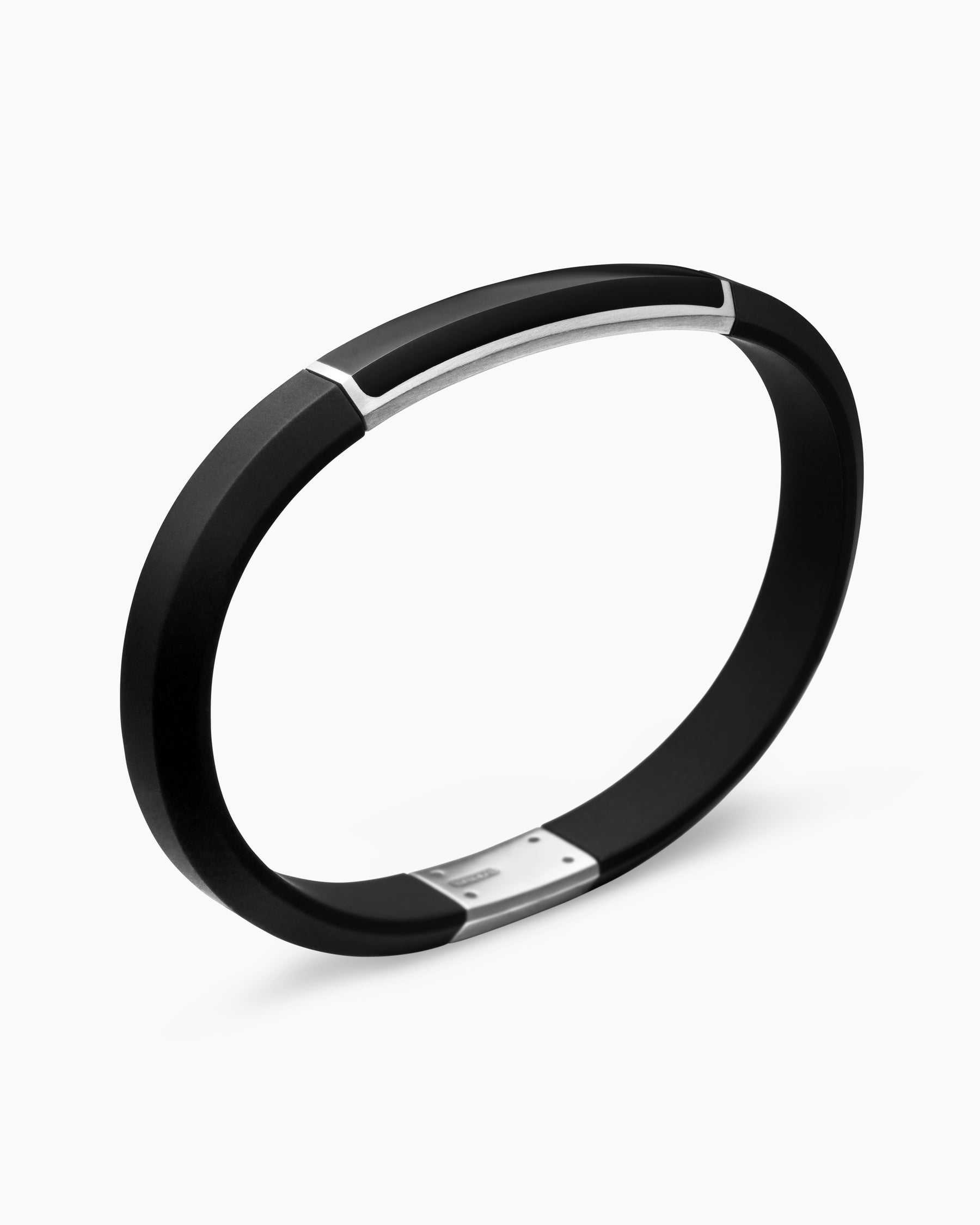 Streamline ID Bracelet in Black Rubber with Black Onyx and Sterling Silver, 8mm - Image 3