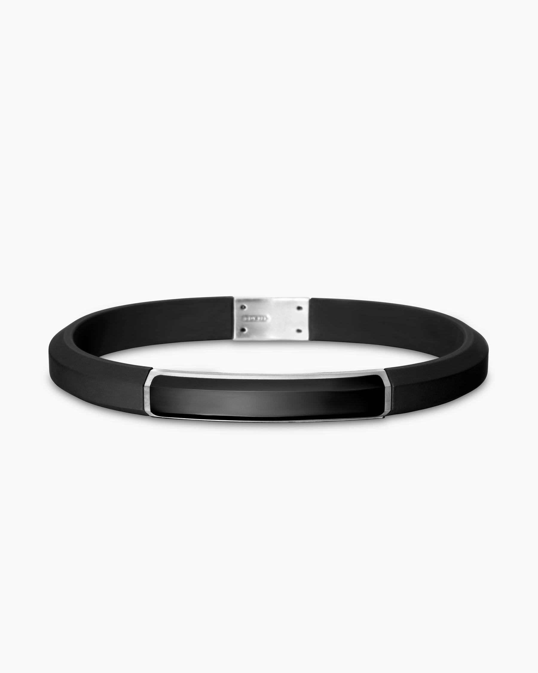 Streamline ID Bracelet in Black Rubber with Black Onyx and Sterling Silver, 8mm - Image 4