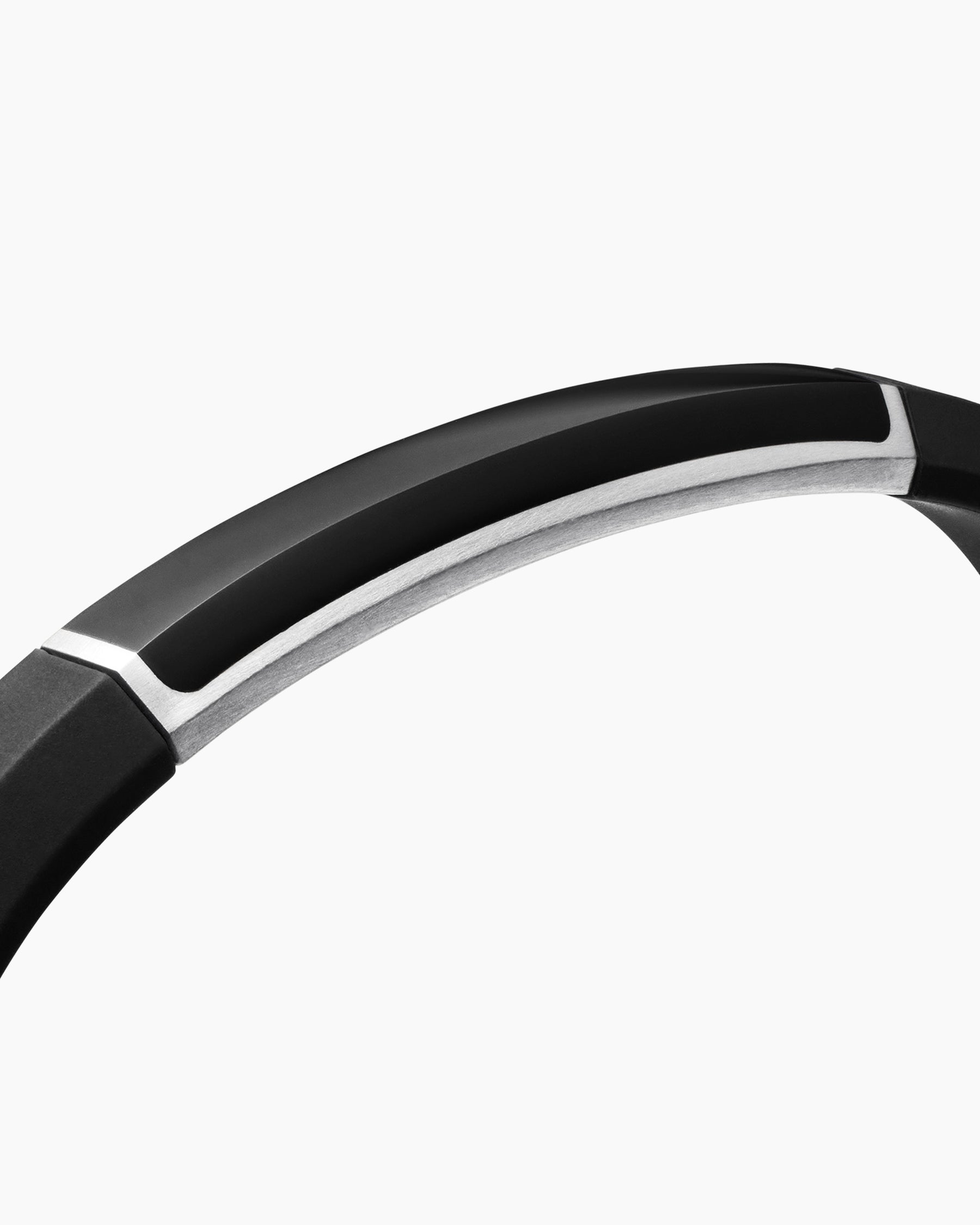 Streamline ID Bracelet in Black Rubber with Black Onyx and Sterling Silver, 8mm - Image 5