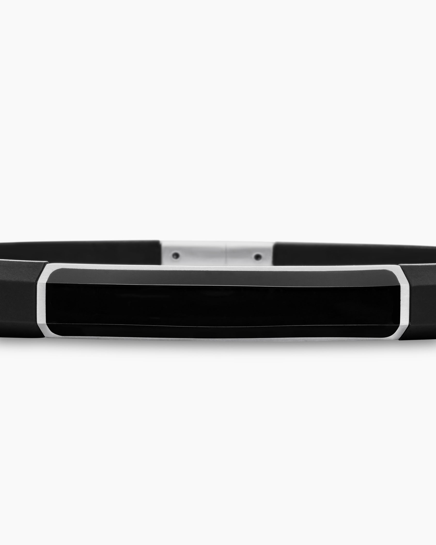 Streamline ID Bracelet in Black Rubber with Black Onyx and Sterling Silver, 8mm - Image 6
