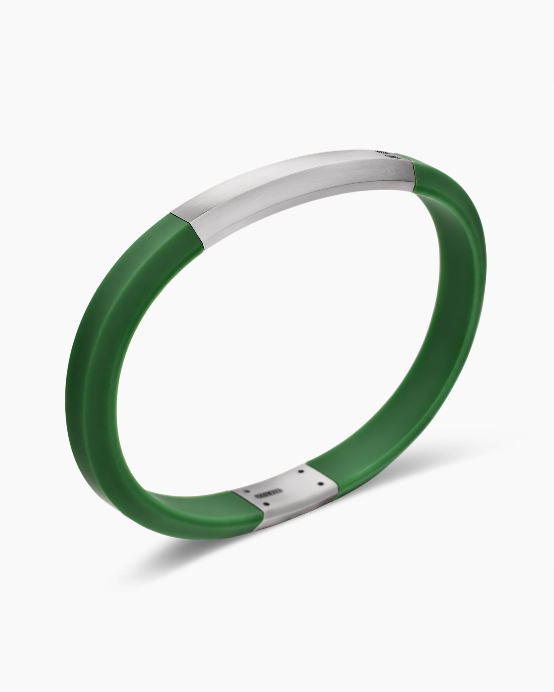 Streamline ID Bracelet in Green Rubber with Sterling Silver, 8mm - Image 3