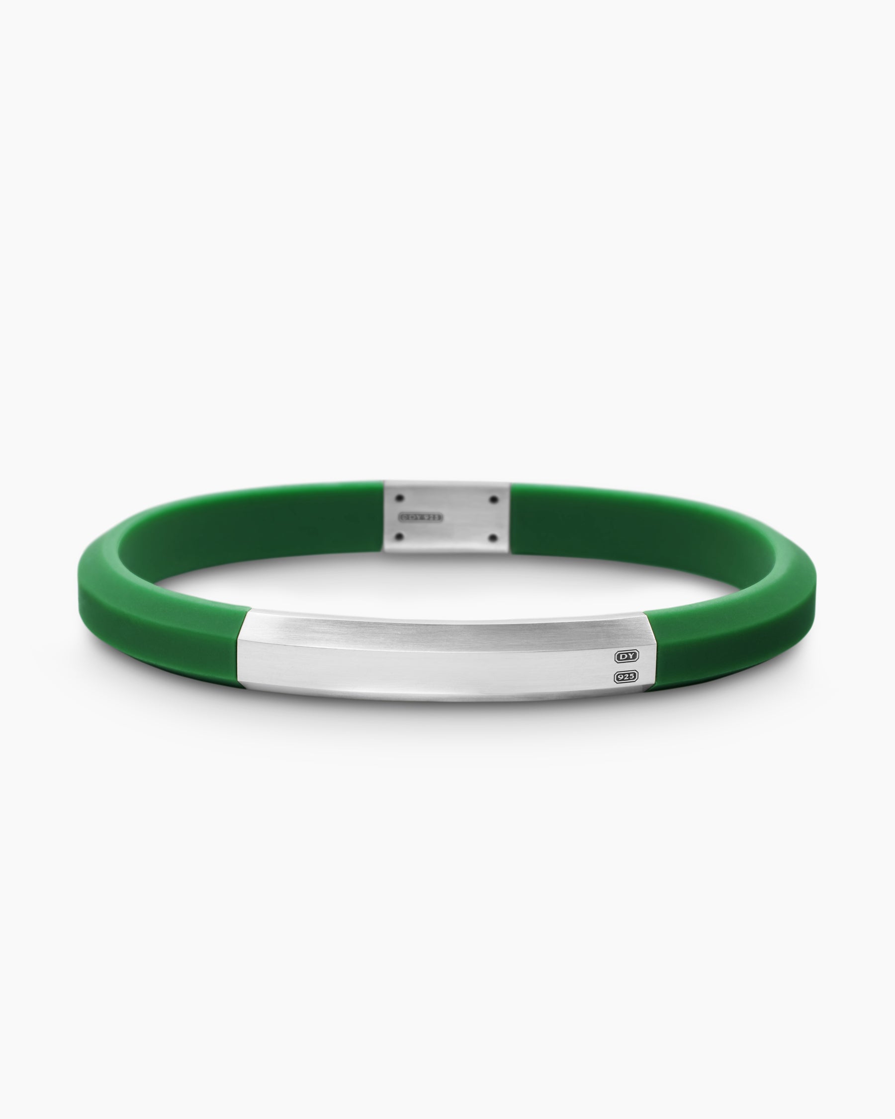 Streamline ID Bracelet in Green Rubber with Sterling Silver, 8mm - Image 4