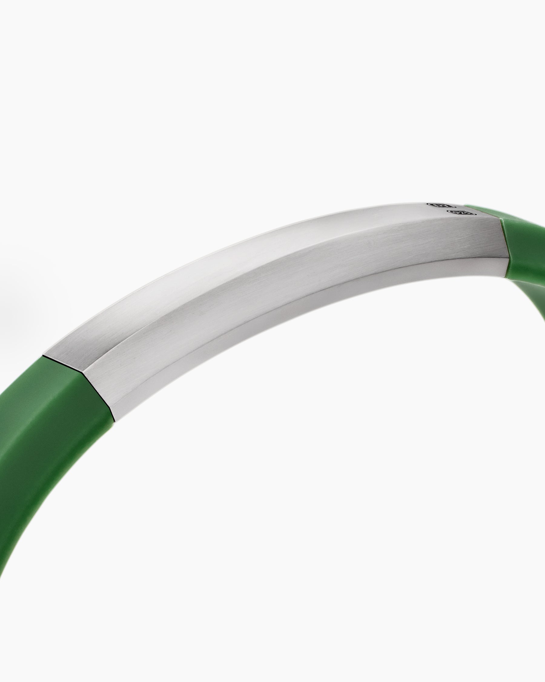 Streamline ID Bracelet in Green Rubber with Sterling Silver, 8mm - Image 5