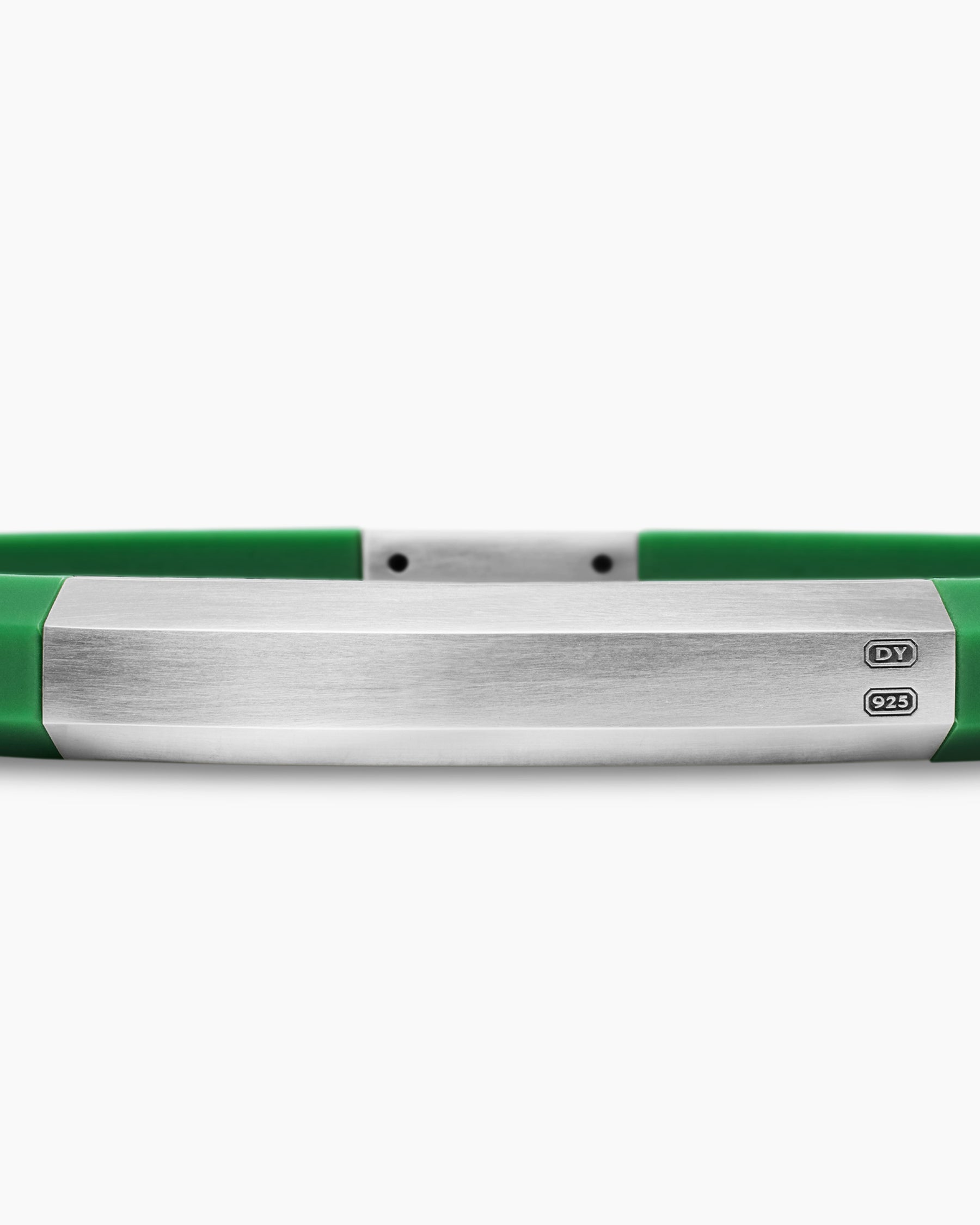 Streamline ID Bracelet in Green Rubber with Sterling Silver, 8mm - Image 6