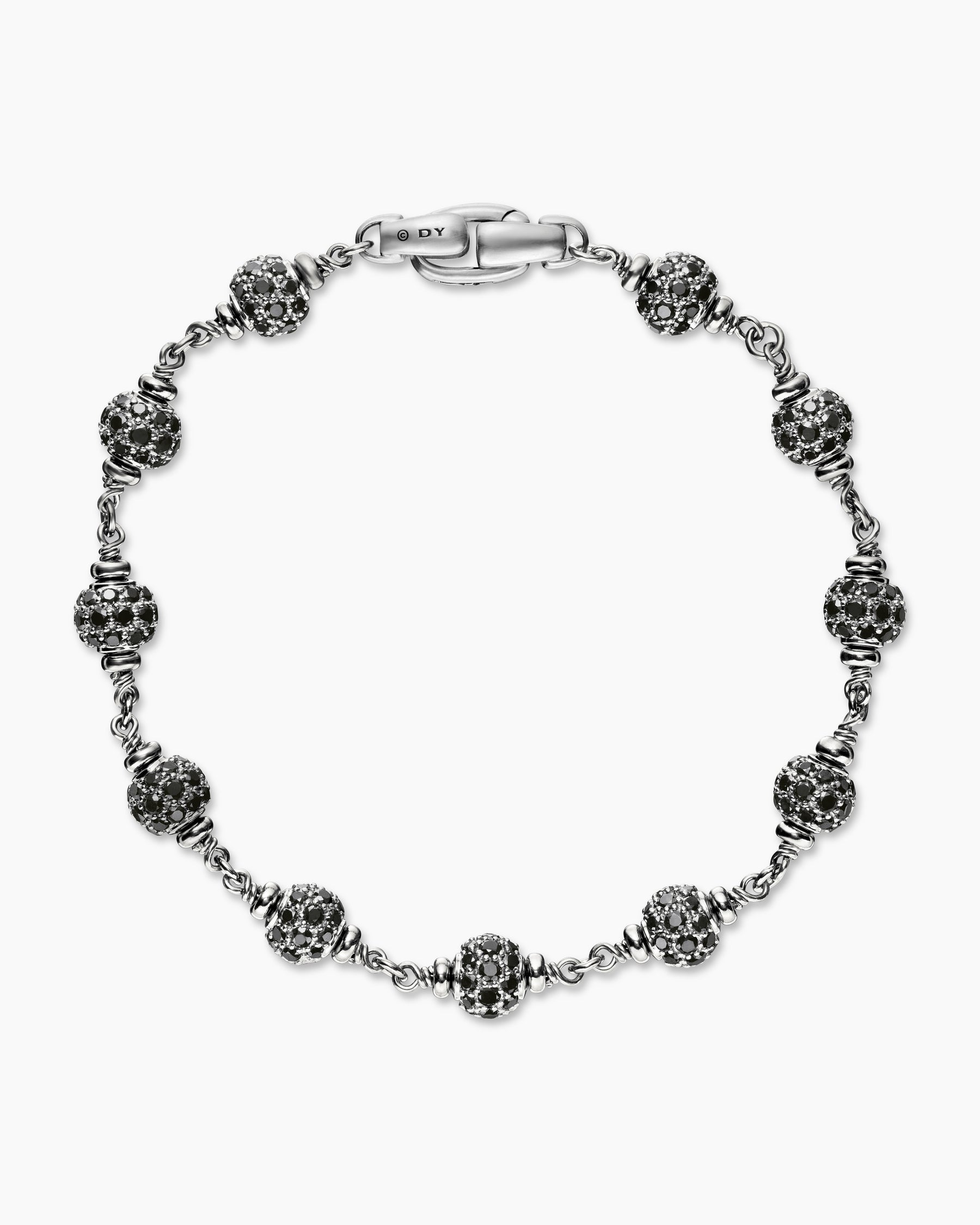 Spiritual Beads Bracelet in Sterling Silver with Black Diamonds, 6mm - Image 3