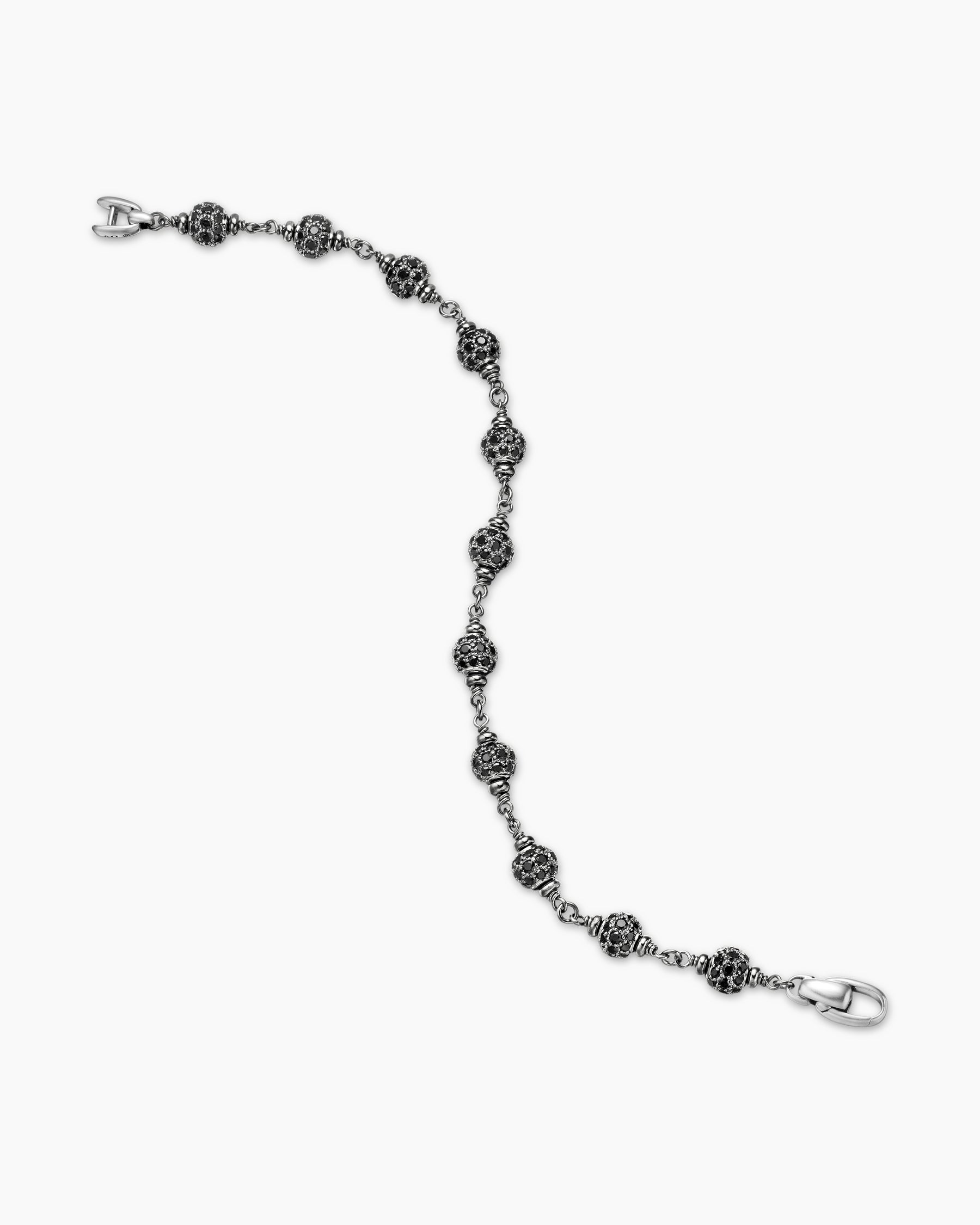 Spiritual Beads Bracelet in Sterling Silver with Black Diamonds, 6mm - Image 4