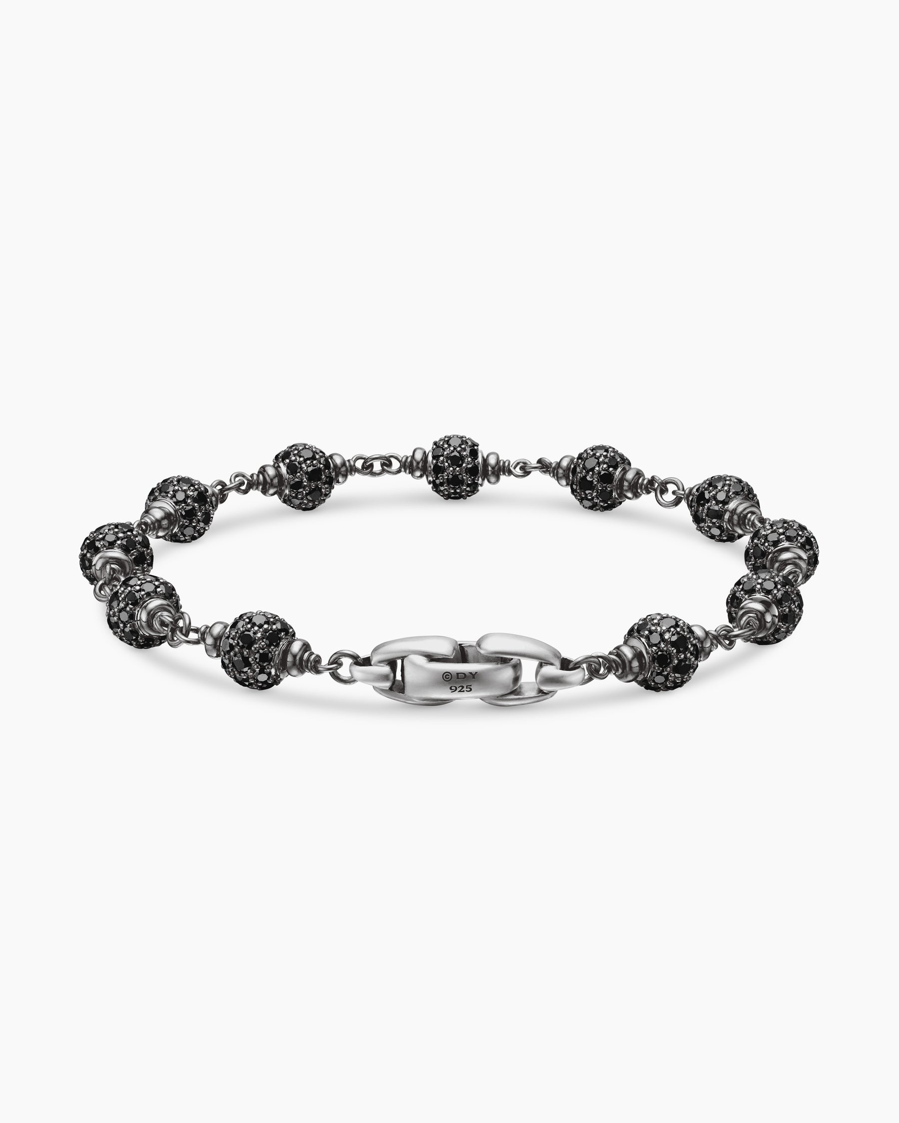 Spiritual Beads Bracelet in Sterling Silver with Black Diamonds, 6mm - Image 5