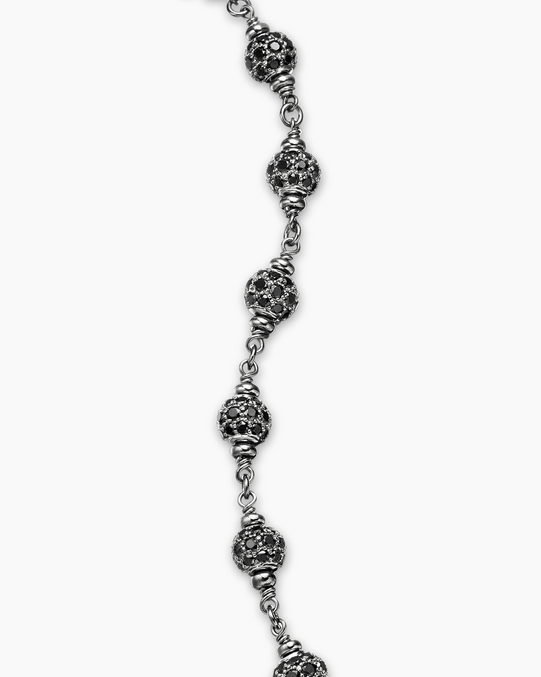 Spiritual Beads Bracelet in Sterling Silver with Black Diamonds, 6mm - Image 6