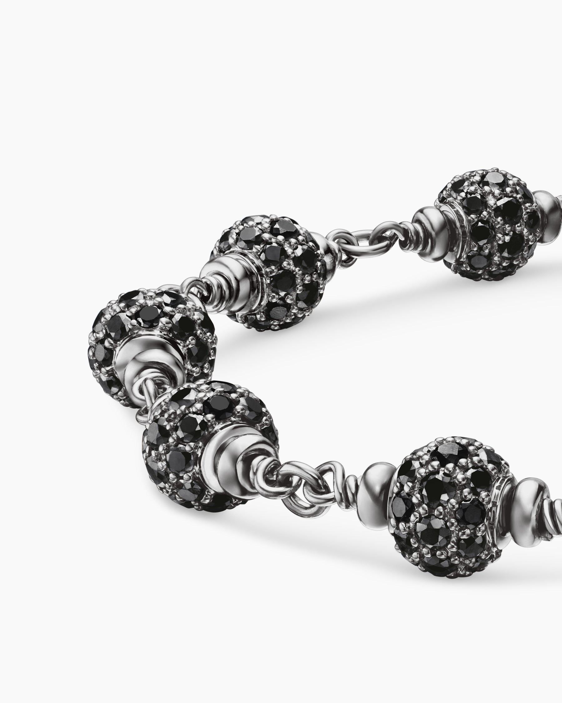 Spiritual Beads Bracelet in Sterling Silver with Black Diamonds, 6mm - Image 7