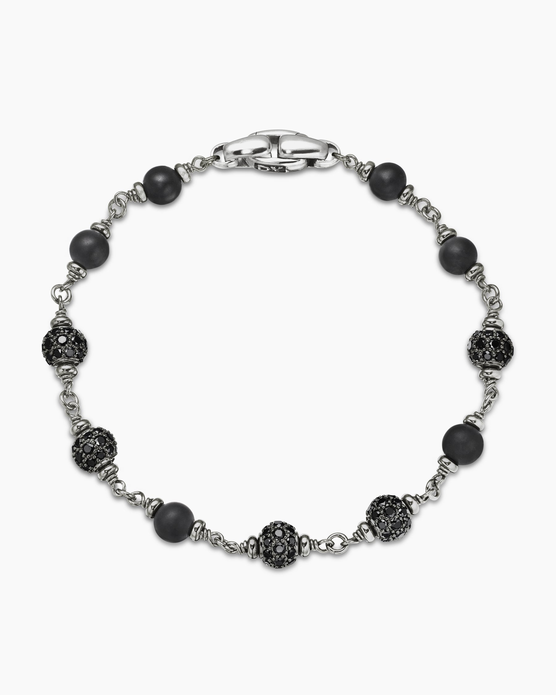 Spiritual Beads Bracelet in Sterling Silver with Black Onyx and Black Diamonds, 6mm - Image 3
