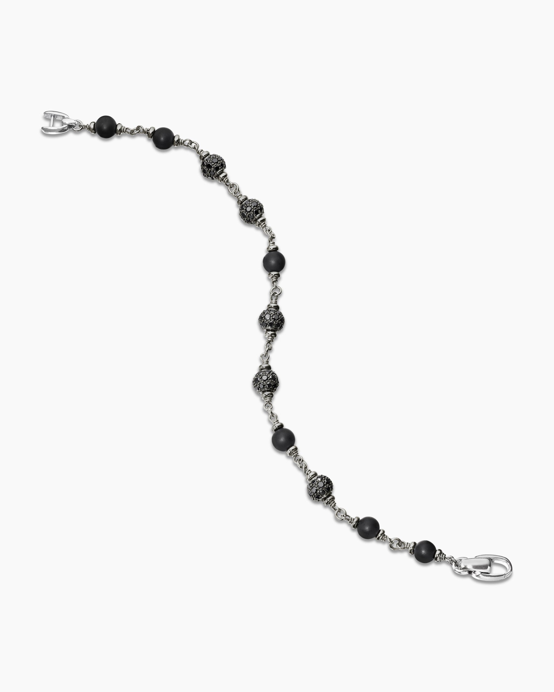 Spiritual Beads Bracelet in Sterling Silver with Black Onyx and Black Diamonds, 6mm - Image 4