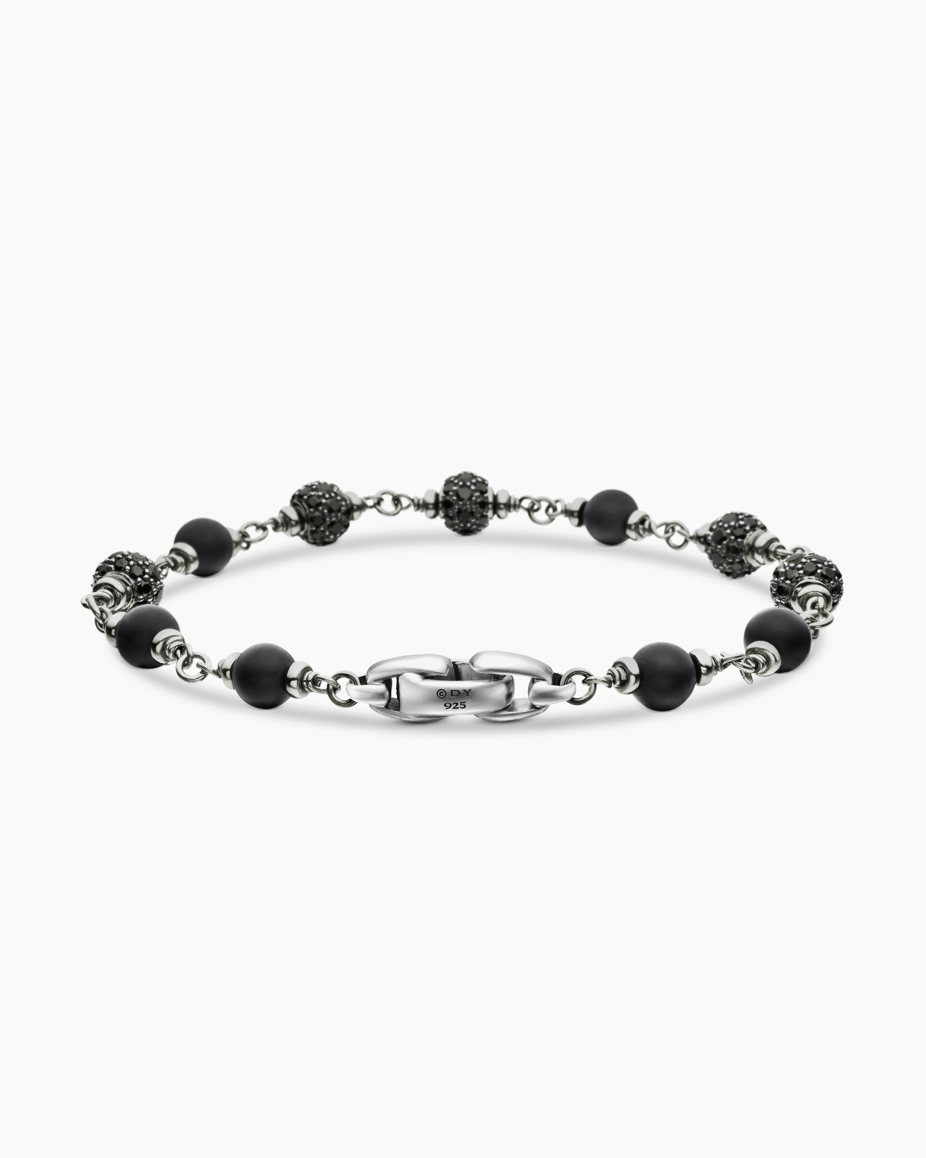 Spiritual Beads Bracelet in Sterling Silver with Black Onyx and Black Diamonds, 6mm - Image 5