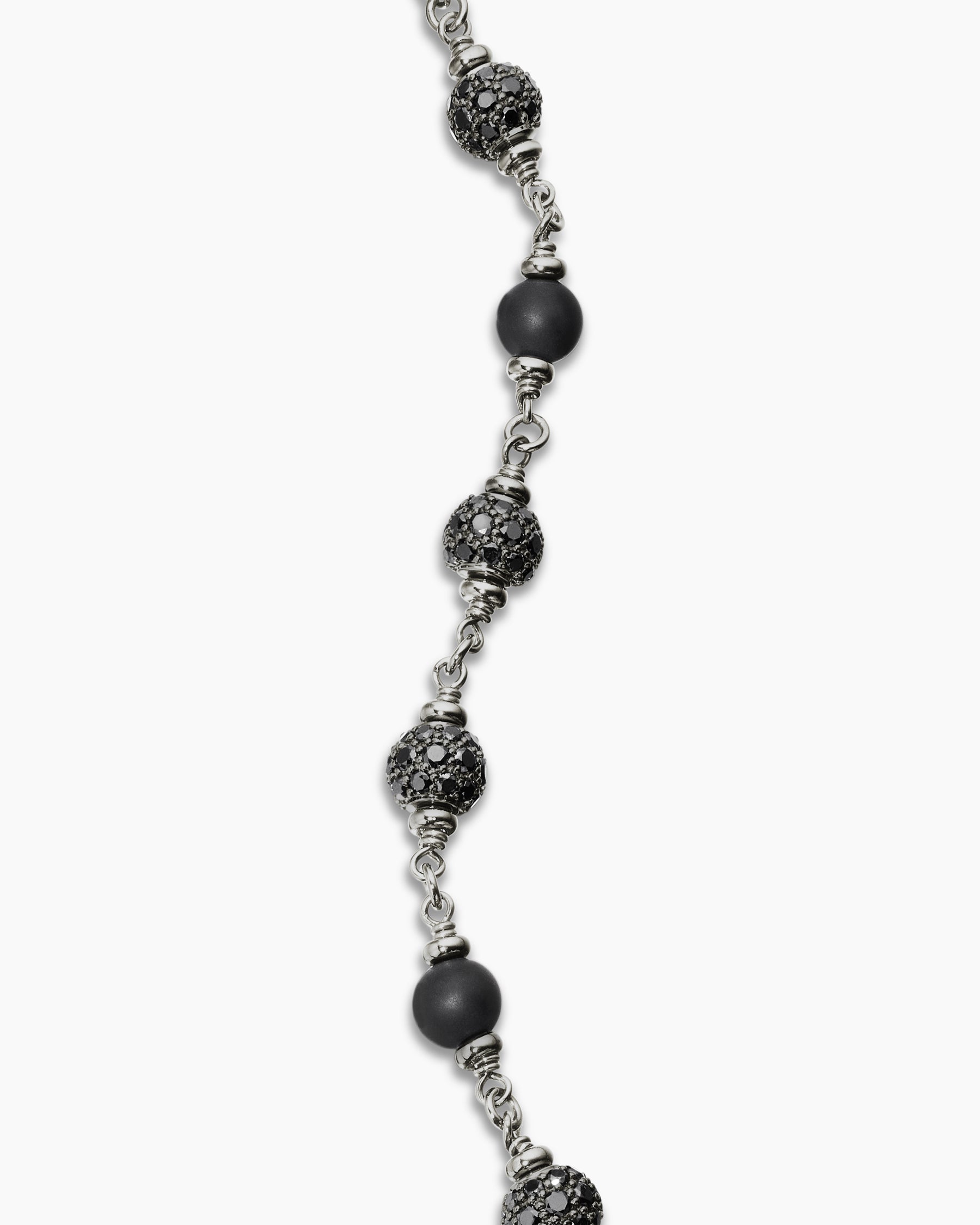 Spiritual Beads Bracelet in Sterling Silver with Black Onyx and Black Diamonds, 6mm - Image 6