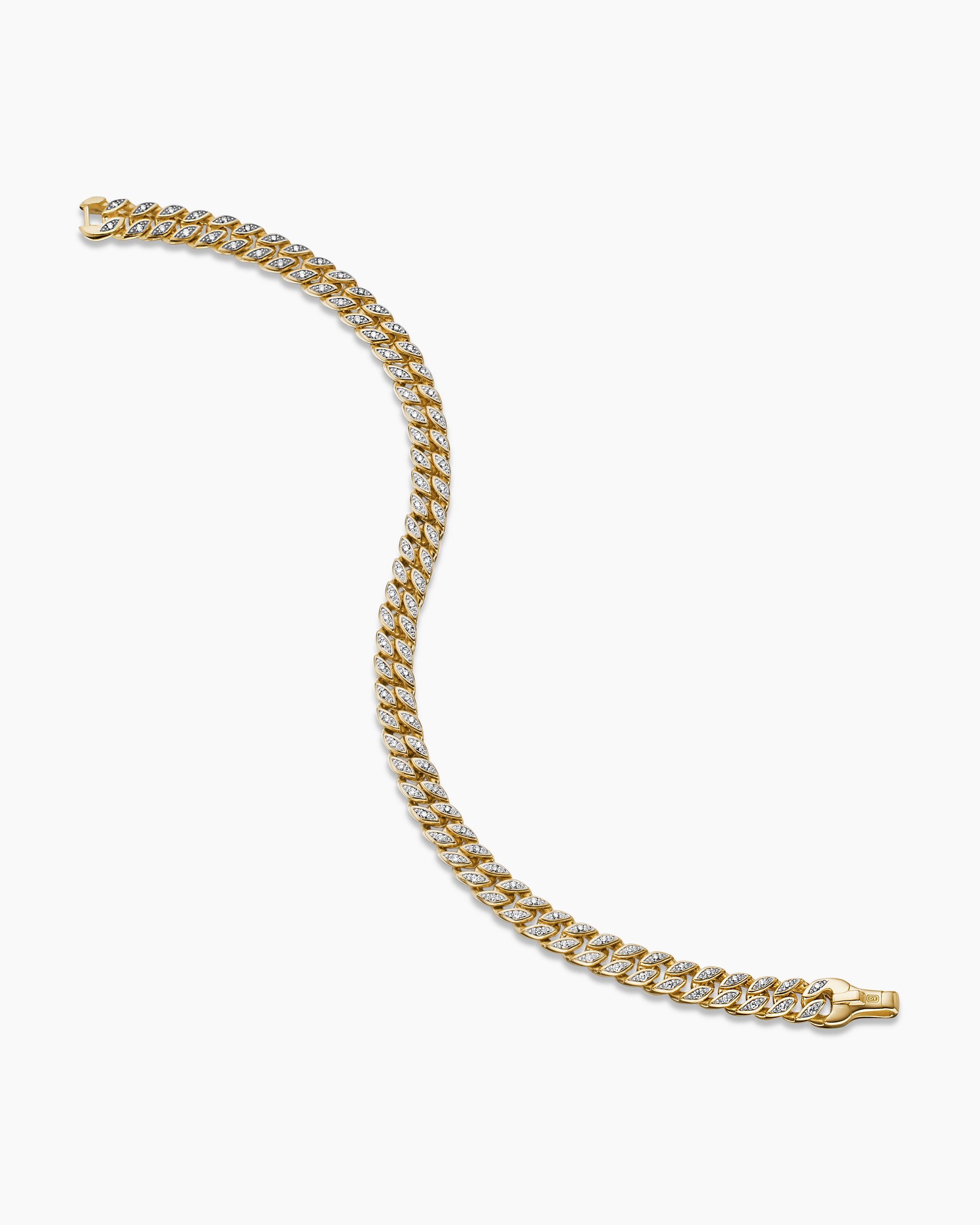 Curb Chain Bracelet in 18K Yellow Gold with Diamonds, 6mm - Image 3