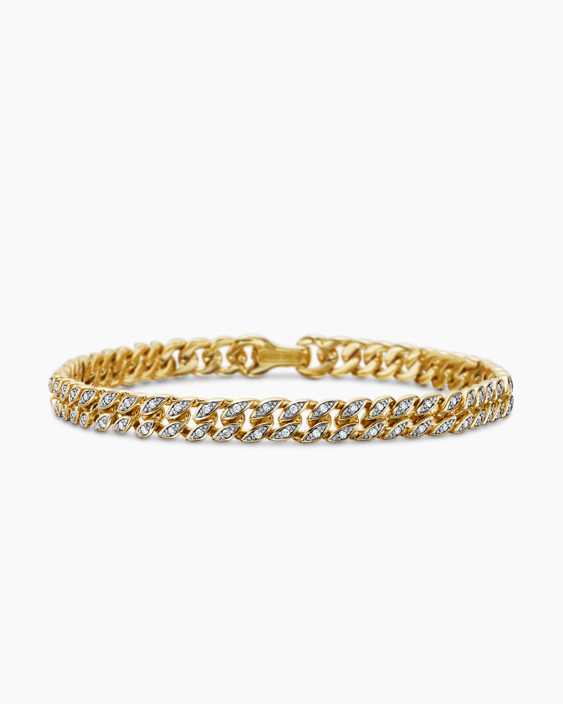 Curb Chain Bracelet in 18K Yellow Gold with Diamonds, 6mm - Image 4