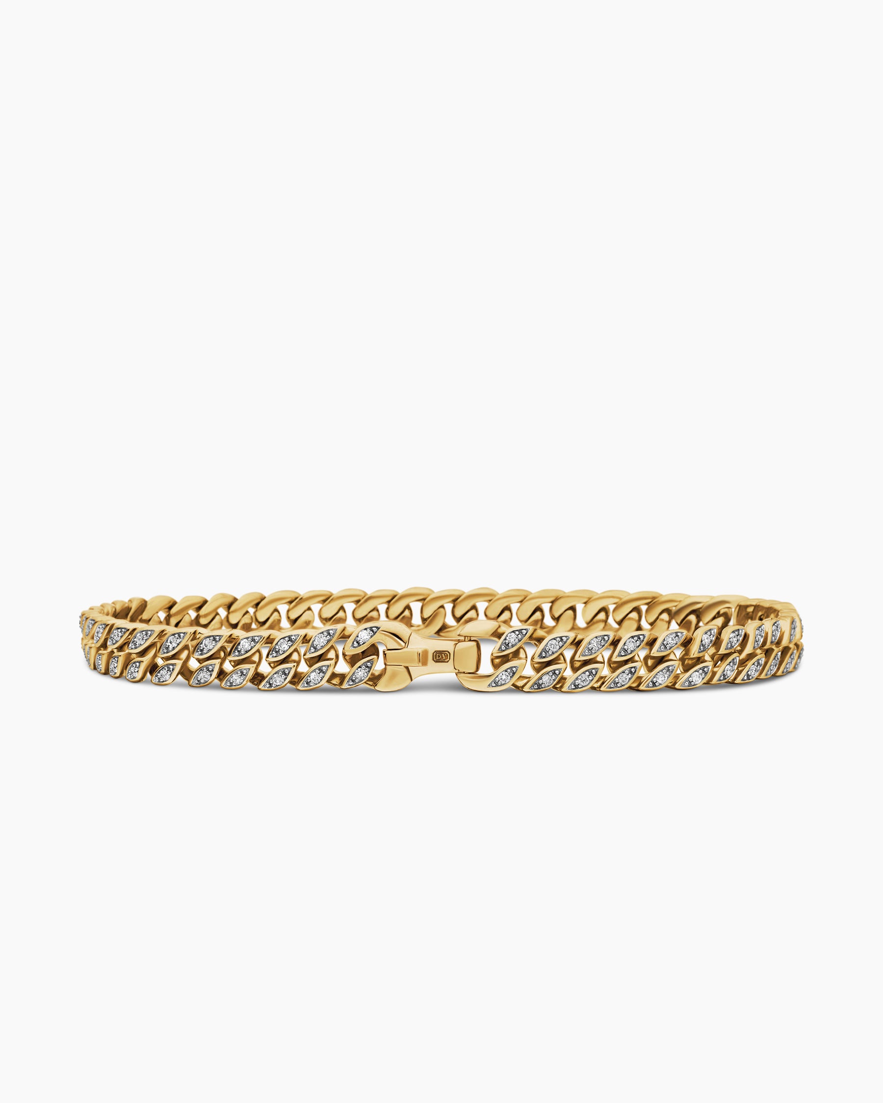 Curb Chain Bracelet in 18K Yellow Gold with Diamonds, 6mm - Image 6