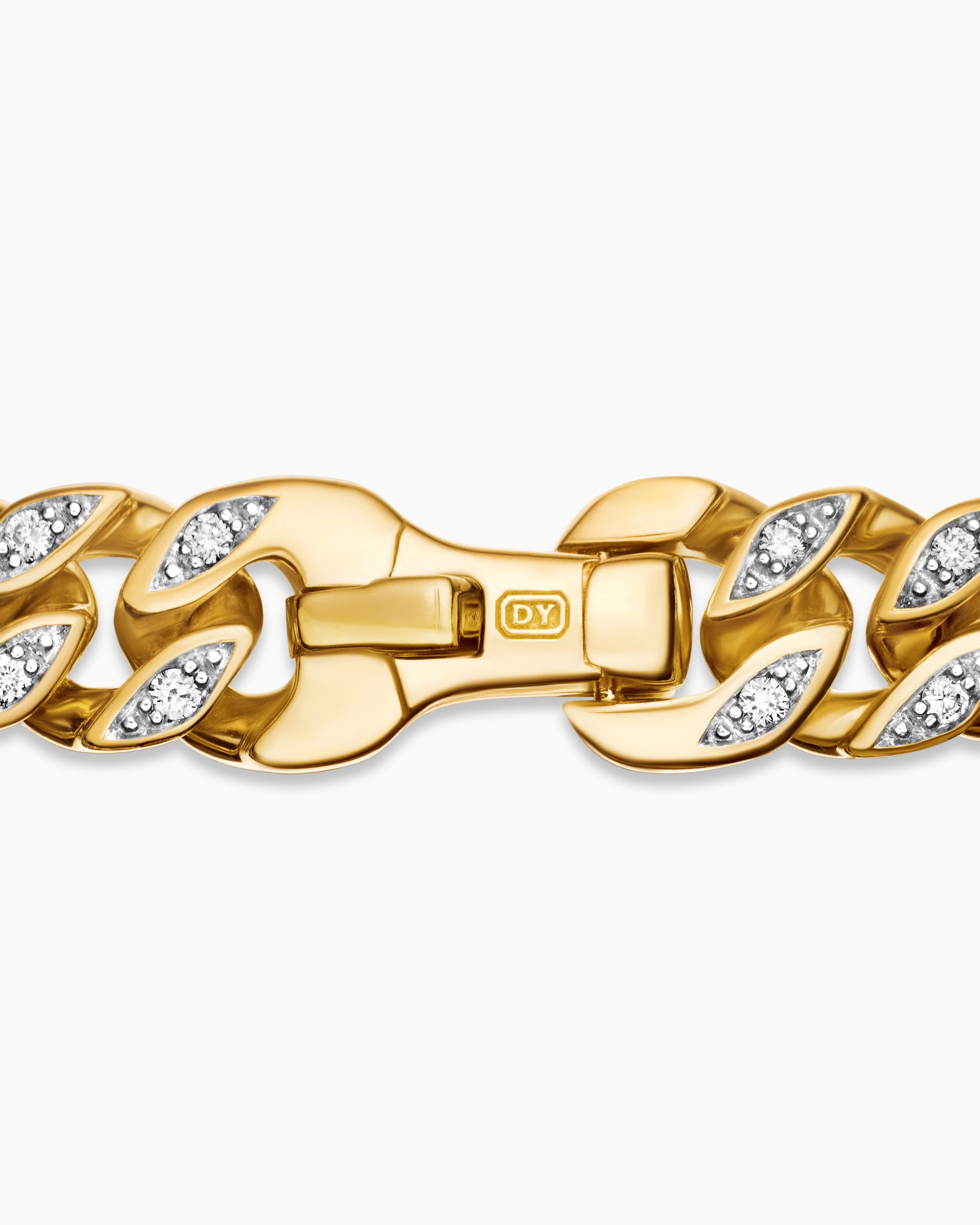Curb Chain Bracelet in 18K Yellow Gold with Diamonds, 6mm - Image 7