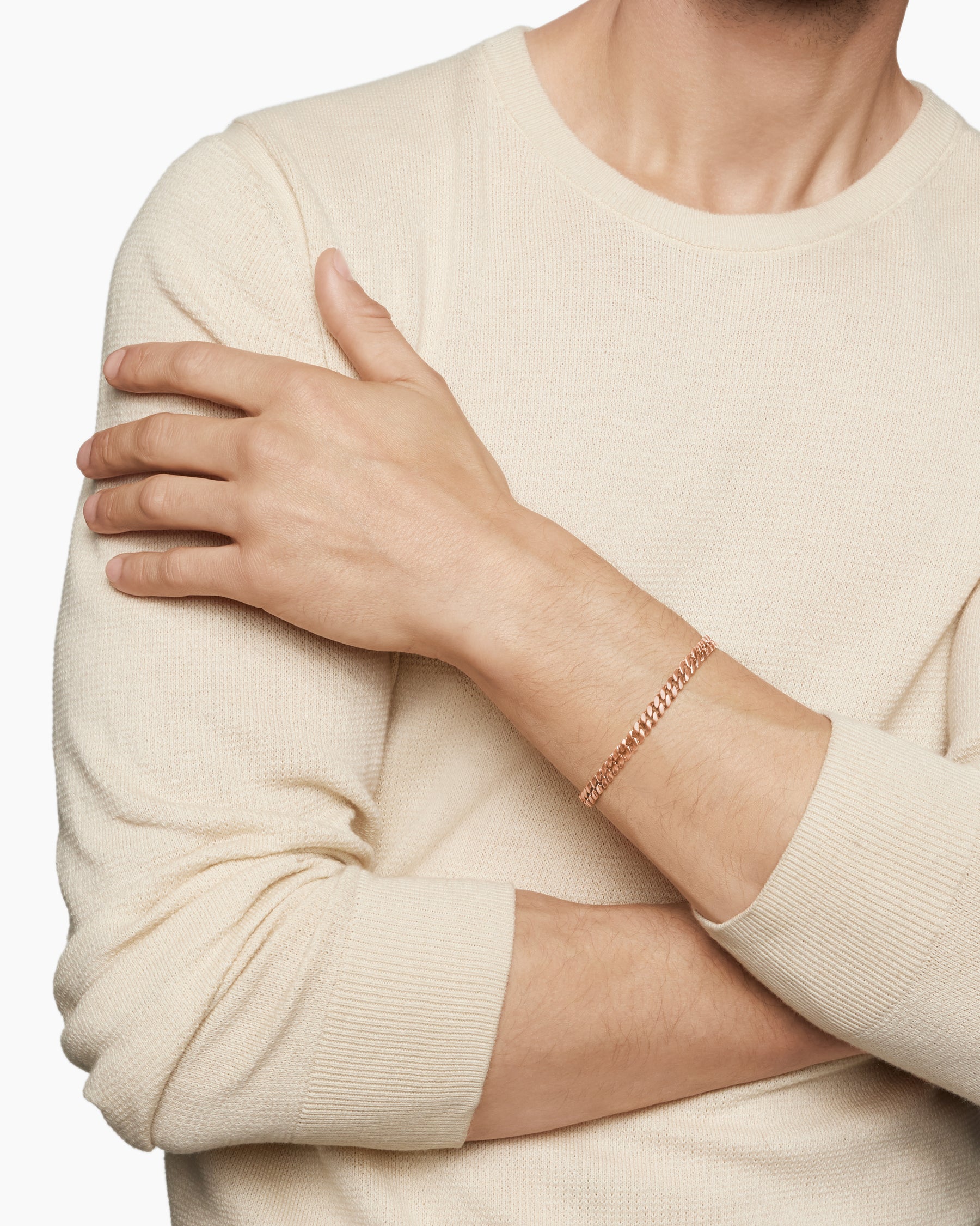 Alternative view of Curb Chain Bracelet in 18K Rose Gold, 6mm