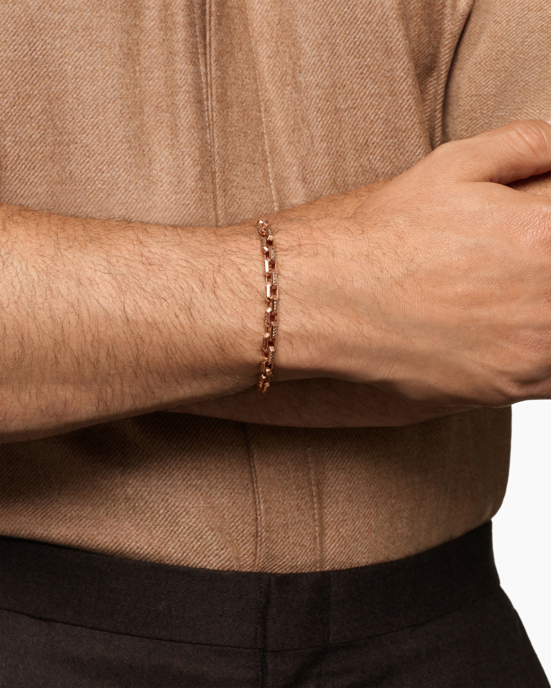 Streamline Link Bracelet in 18K Rose Gold with Cognac Diamonds, 5.5mm - Image 2