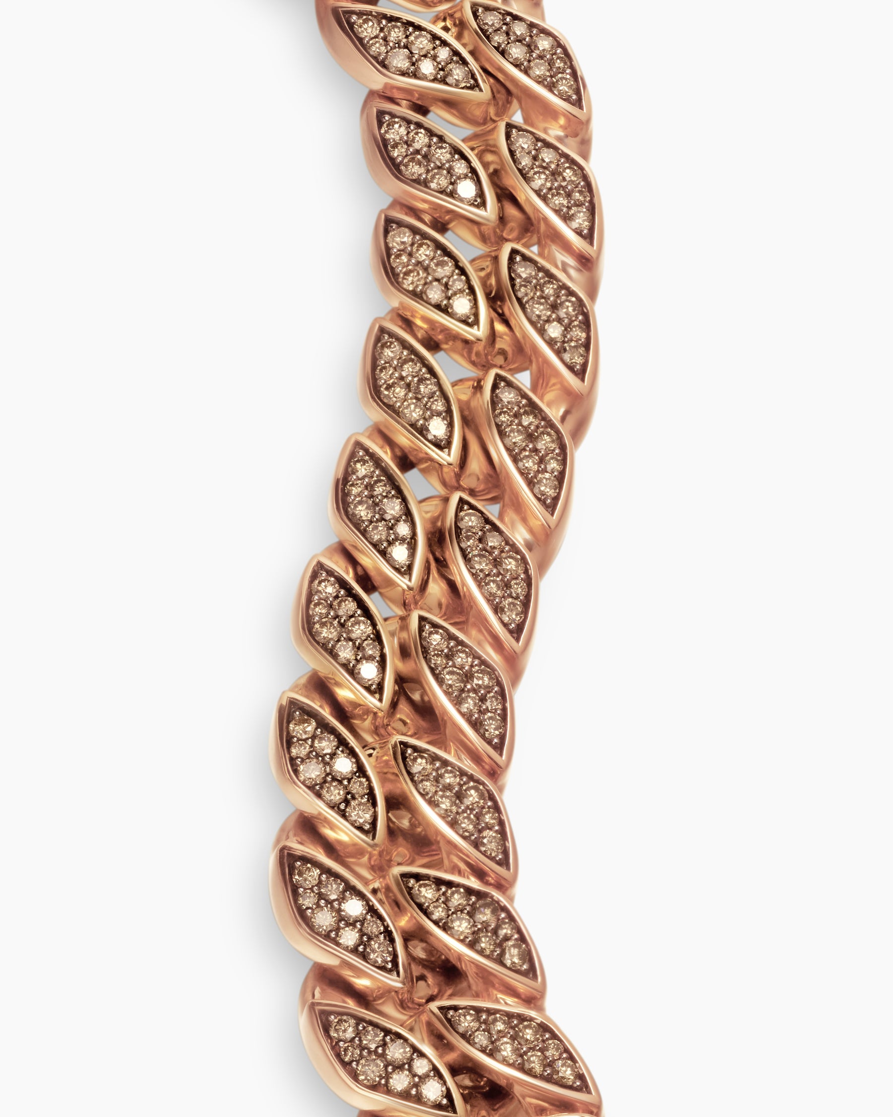 Curb Chain Bracelet in 18K Rose Gold with Cognac Diamonds, 18mm - Image 5