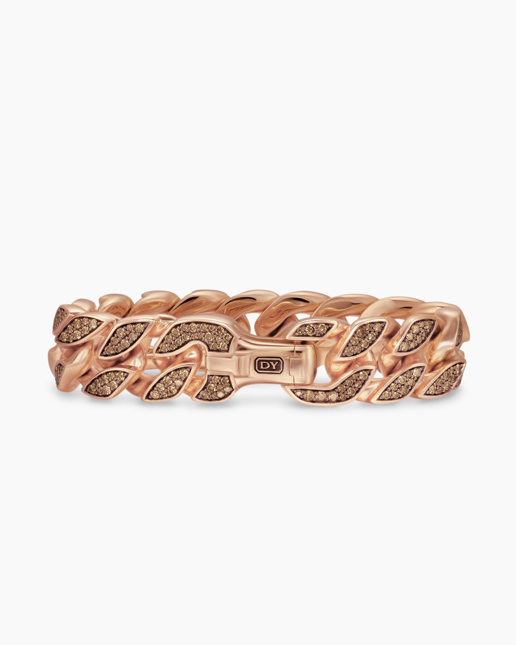 Curb Chain Bracelet in 18K Rose Gold with Cognac Diamonds, 18mm - Image 6