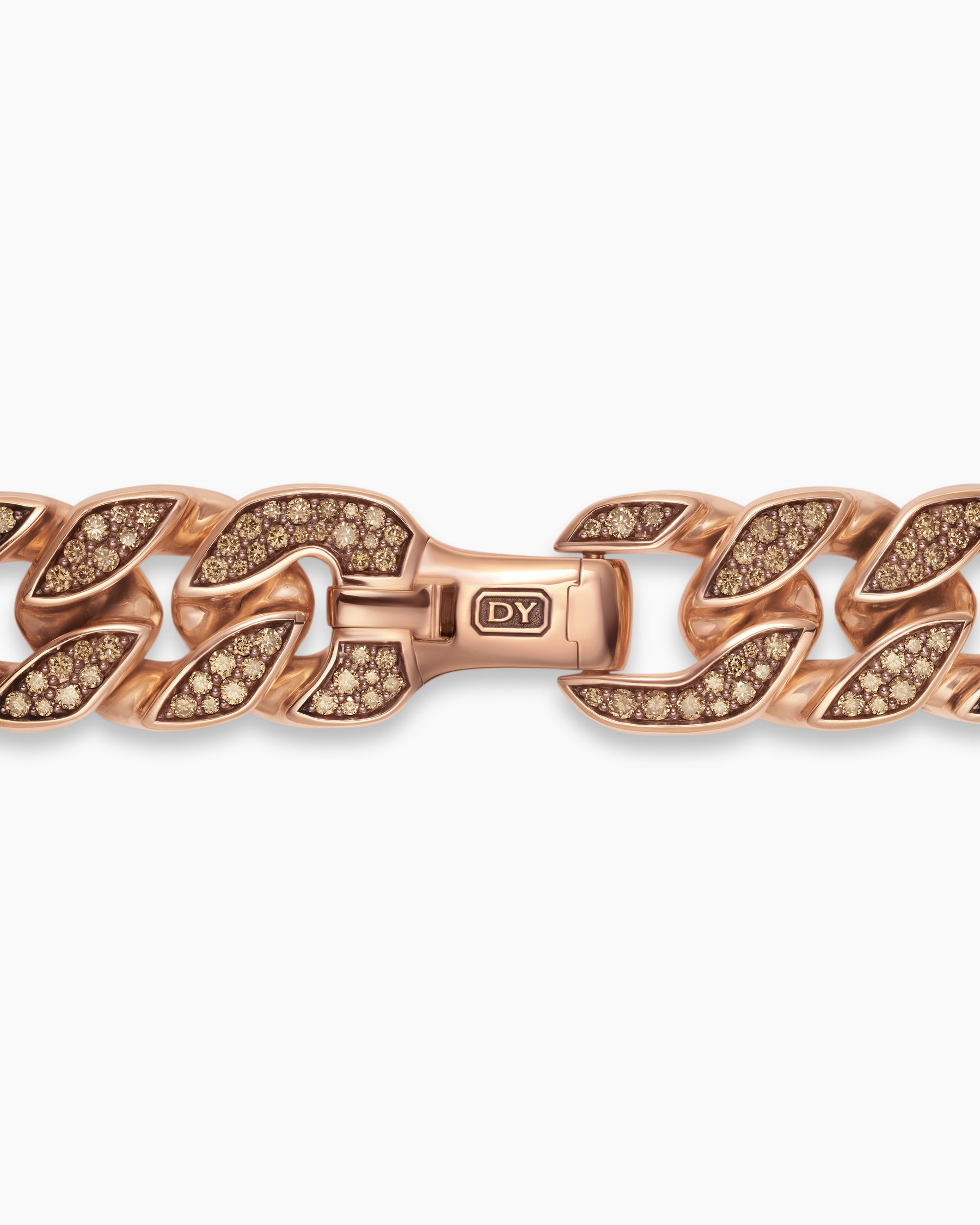 Curb Chain Bracelet in 18K Rose Gold with Cognac Diamonds, 18mm - Image 7