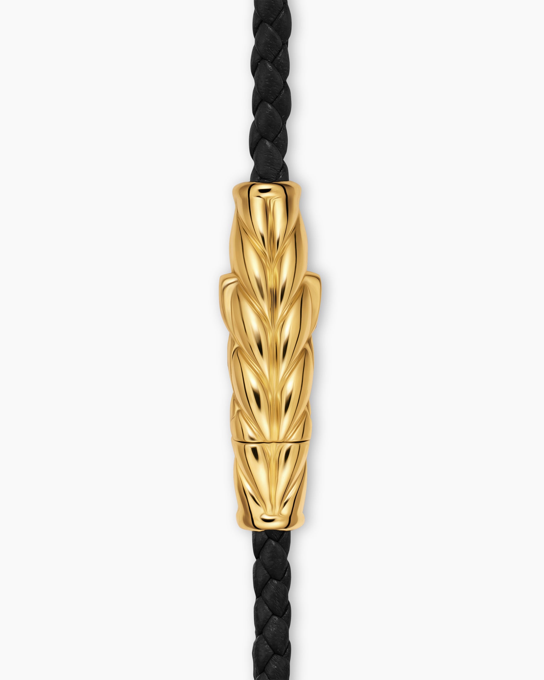 Chevron Triple Wrap Bracelet in Black Leather with 18K Yellow Gold, 3mm - Image 4